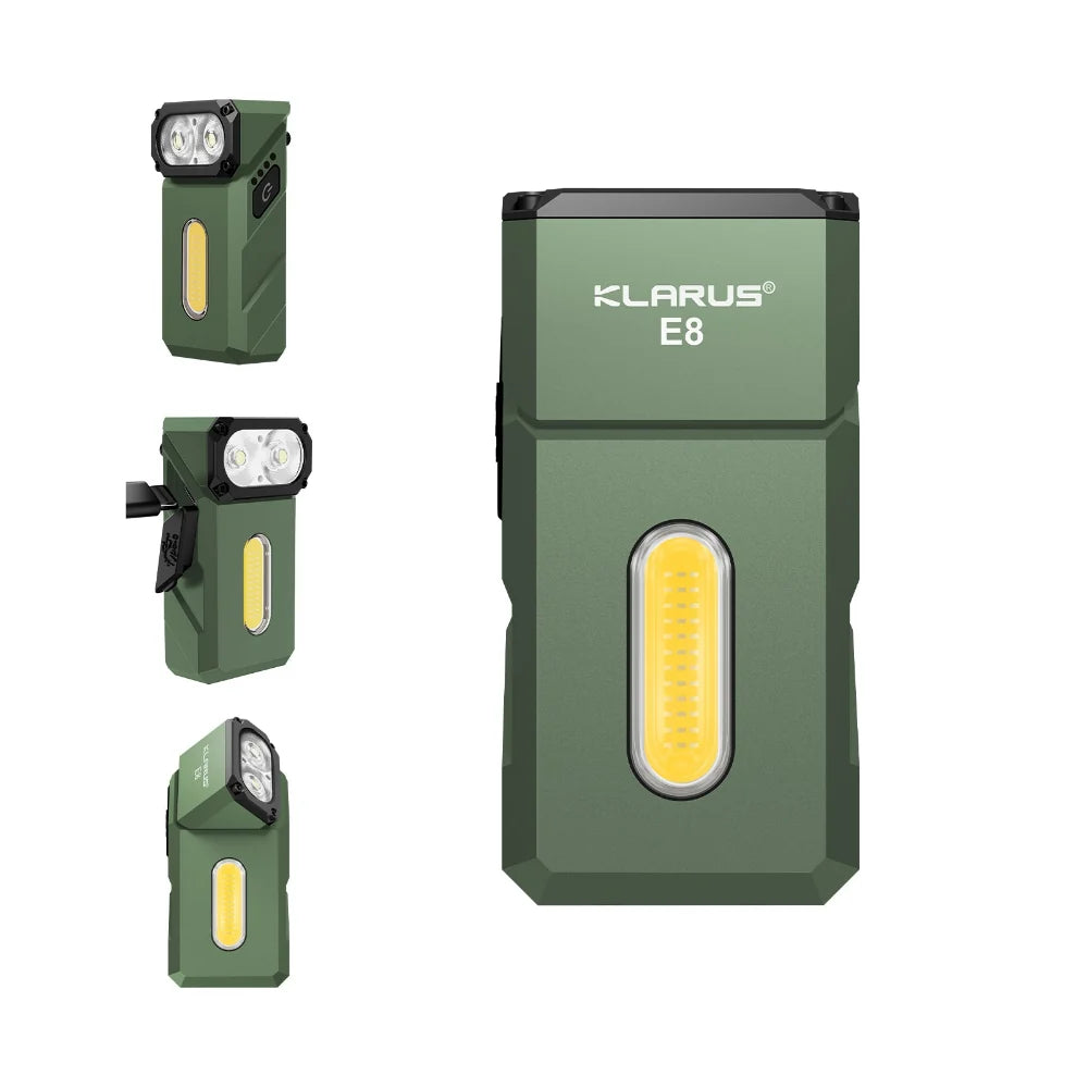 Klarus E8 1000 Lumens Triple-Light All-Metal Swivel-Head EDC Flashlight