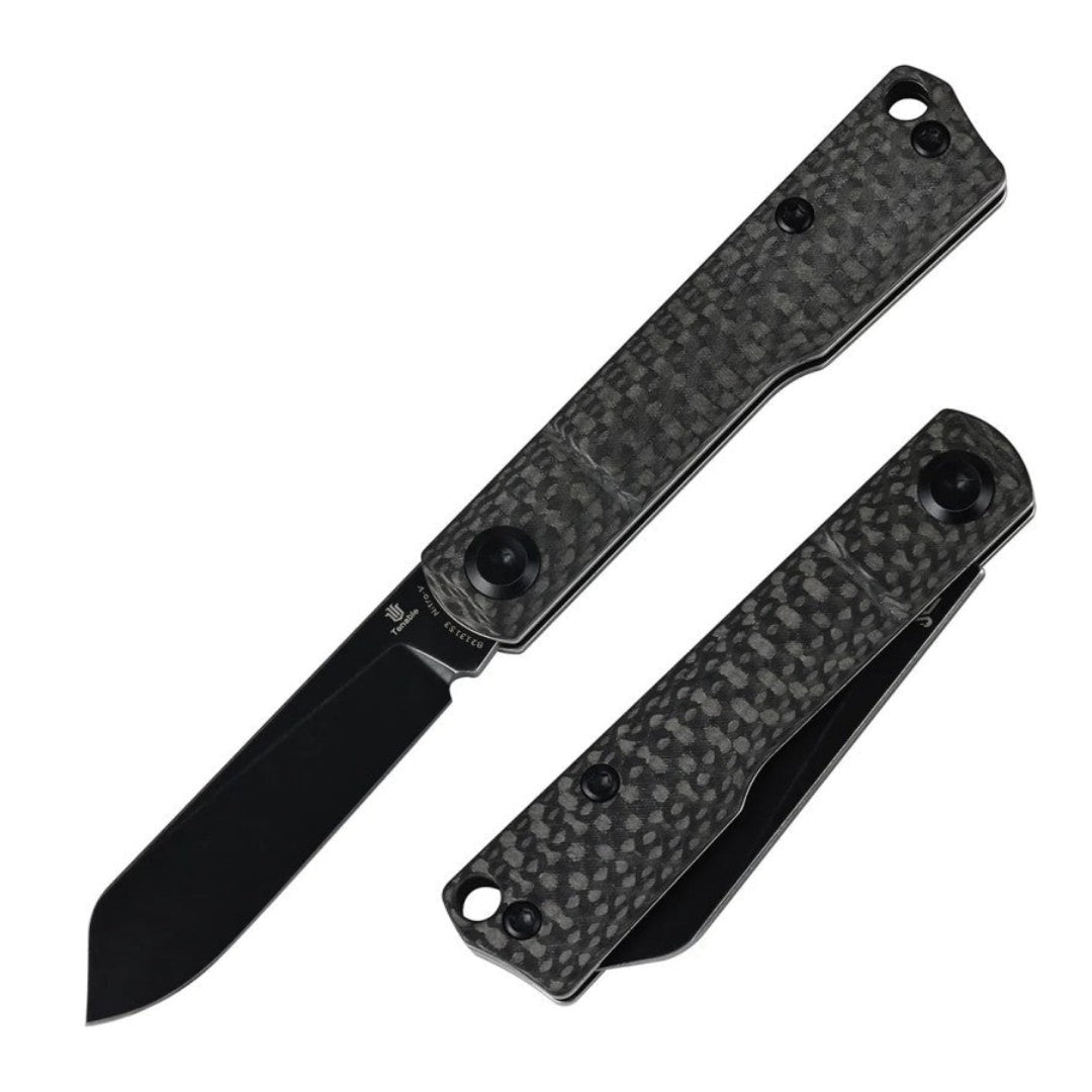 Tenable Riflestock B2131S3 Blackwash Nitro-V Blade Twill Carbon Fiber Handle Lock Back Folding knife