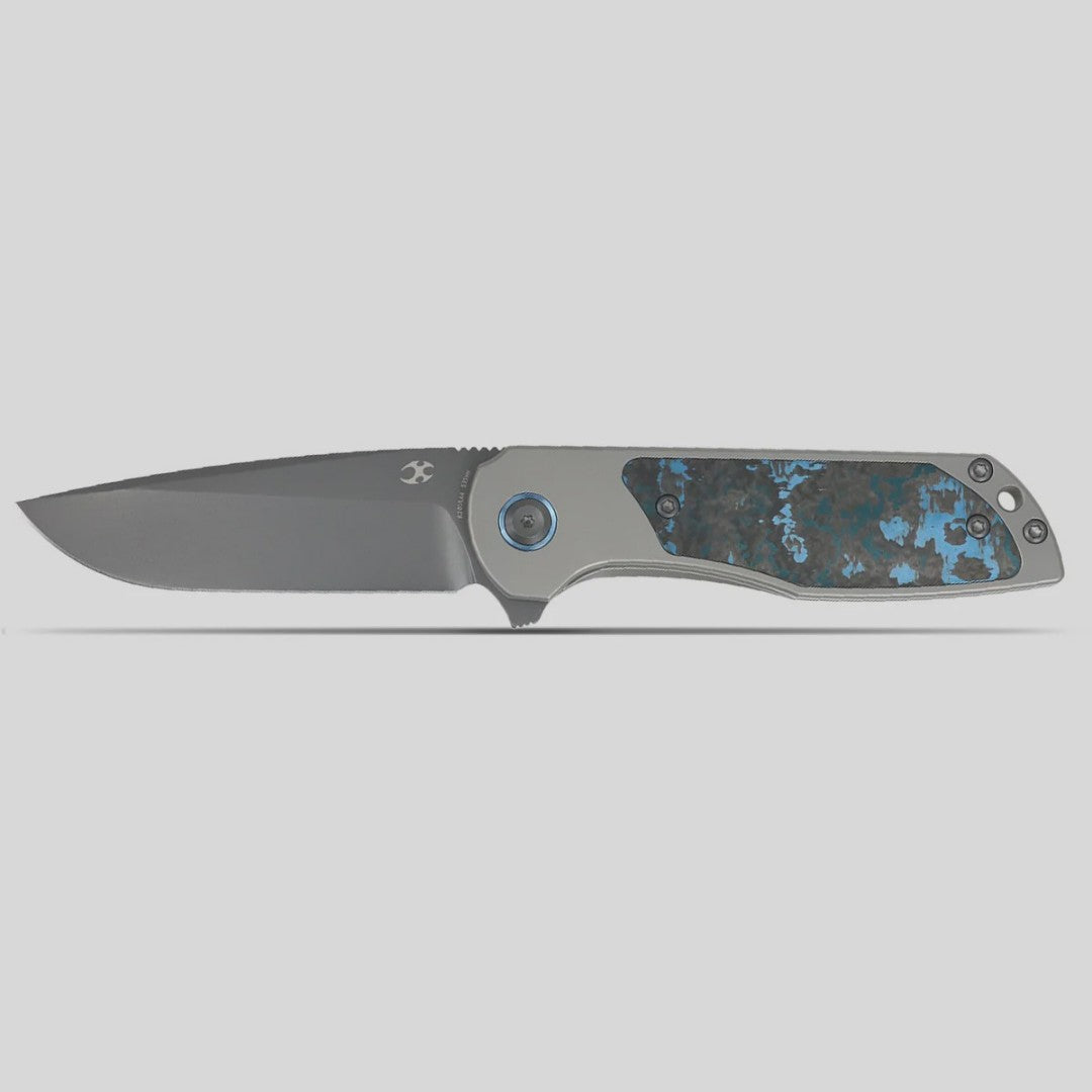 Kansept Ptarmigan K2055A4 Gray TiCn Coated CPM-S35VN Blade Titanium & FatCarbon Handle Frame Lock Folding Knife