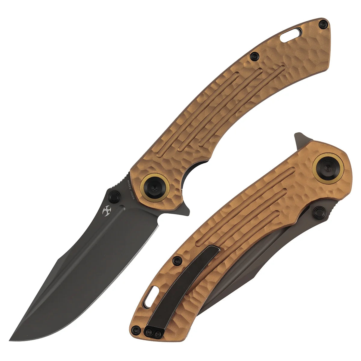Kansept Pretatout K1032A7 CPM-S35VN Blade Golden Aluminum Handle Liner Lock Folding Knife