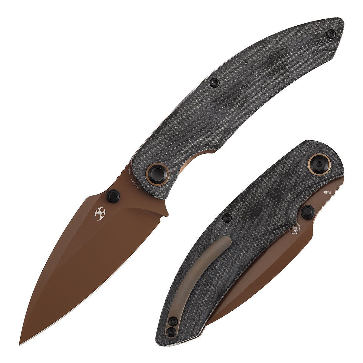 Kansept Falk K1142A3 Elmax Blade Black Micarta Handle Liner Lock Folding Knife