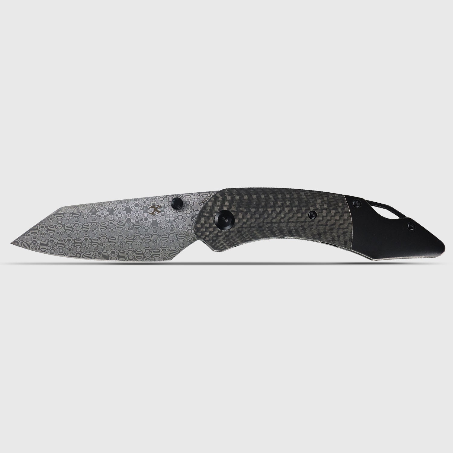 Kansept K9 K1151A4 Damascus Blade Carbon Fiber/G10 & Titanium Handle Bolster Liner Lock Folding Knife