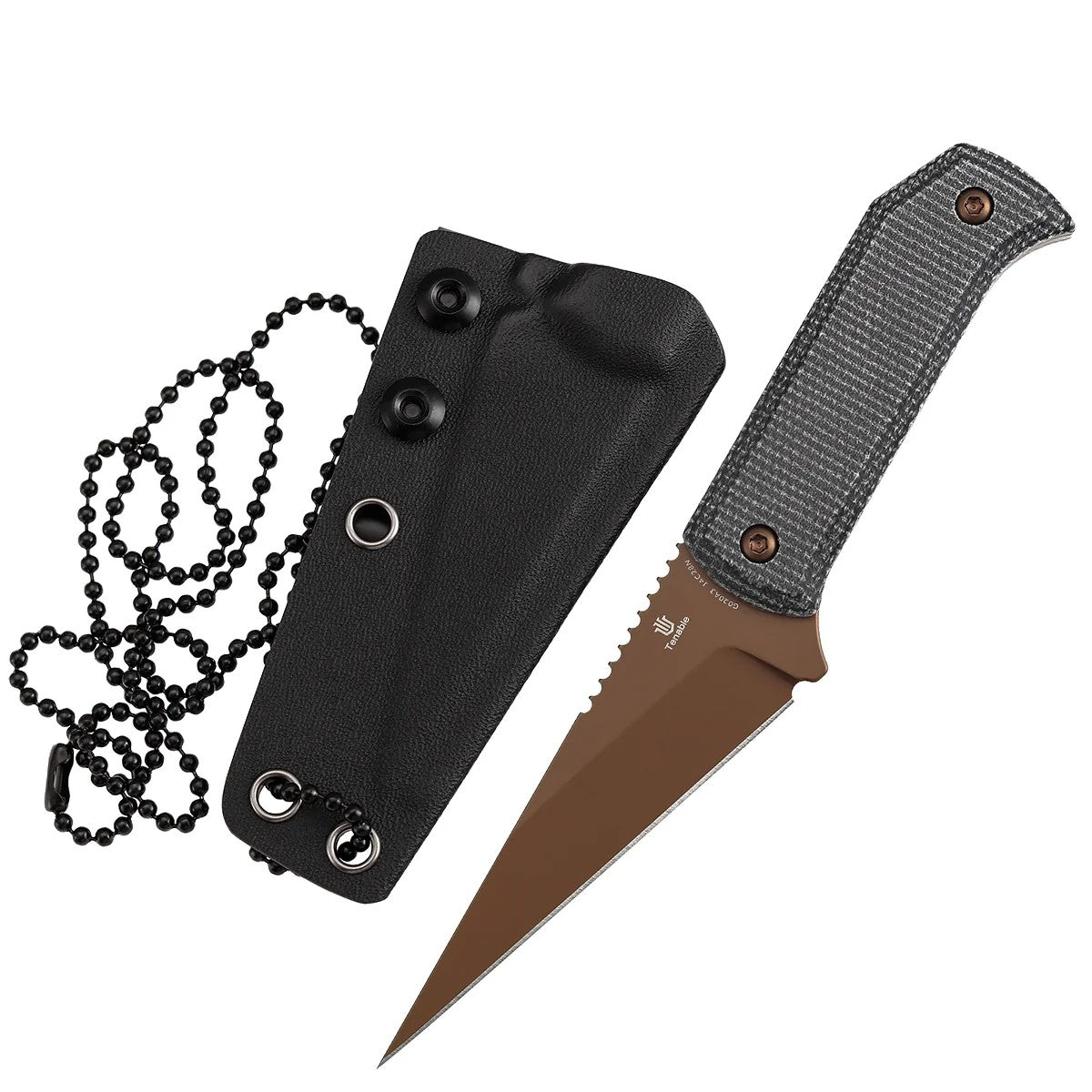 Tenable ToothPik G020A3 Rose Gold 14C28N Blade Black Micarta Handle Fi