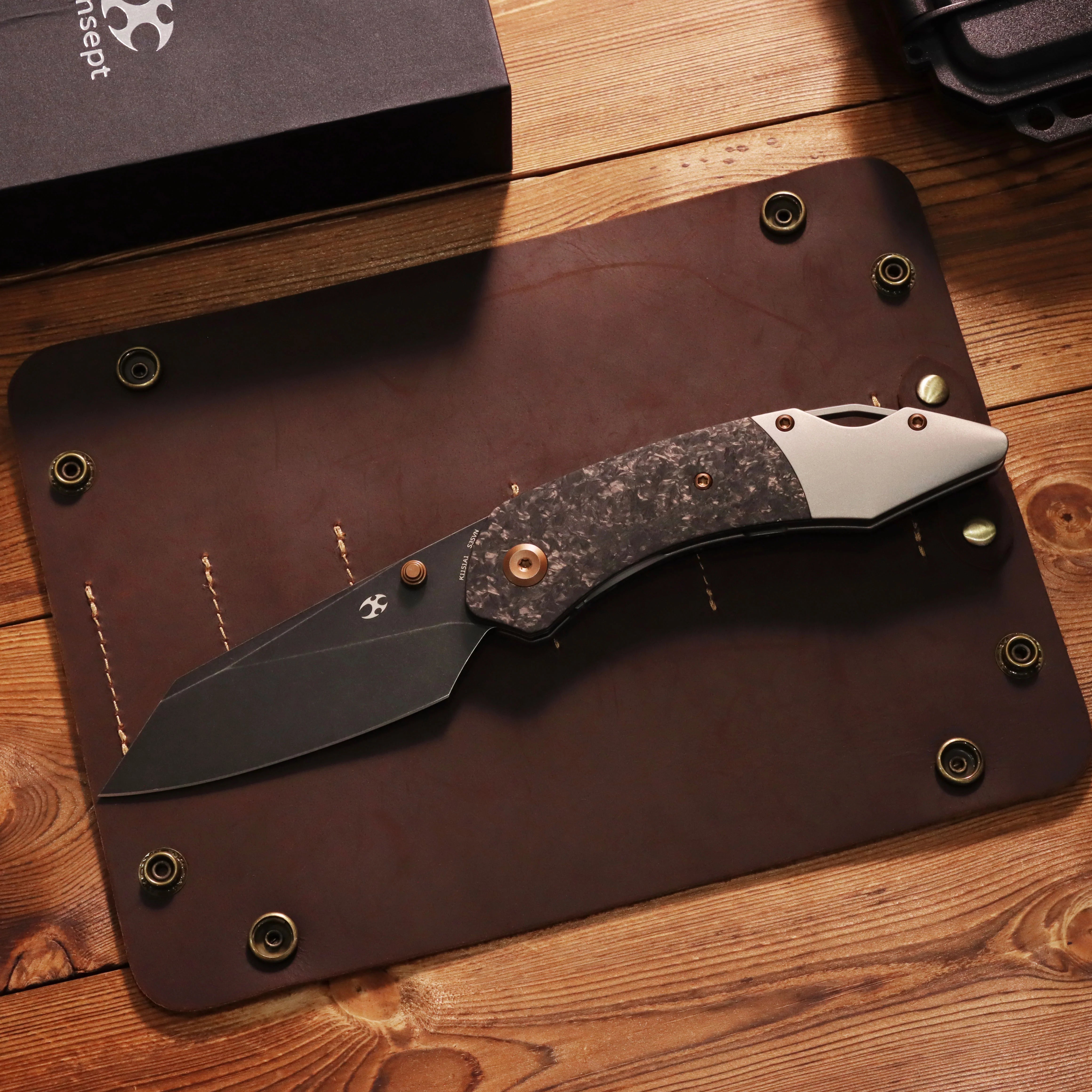Kansept K9 K1151A1 CPM-S35VN Blade Carbon Fiber & Titanium Handle Bolster Liner Lock Folding Knife