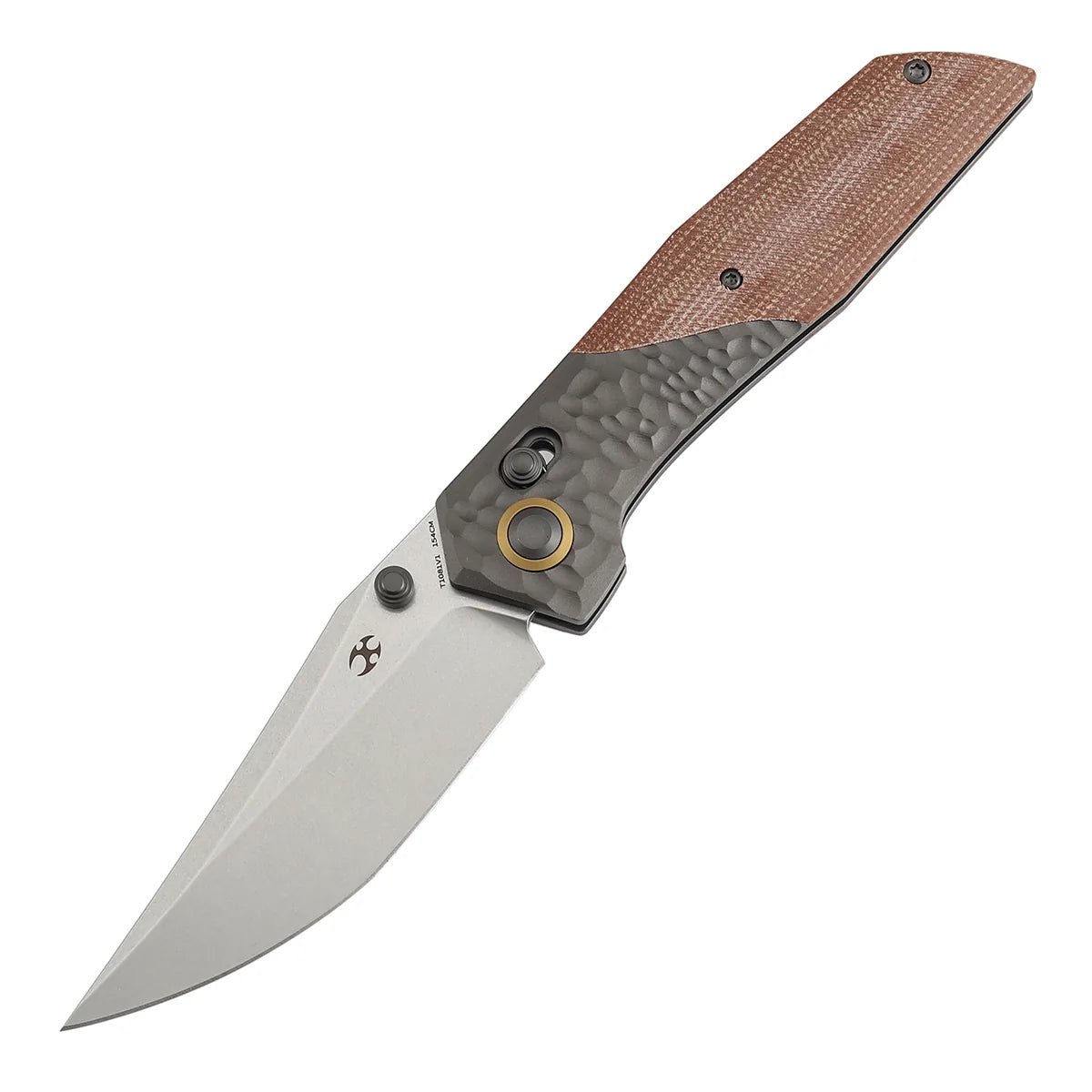 Kansept Deadite T1081V1 154CM Blade Aluminum with Micarta Handle Crossbar Lock Folding Knife