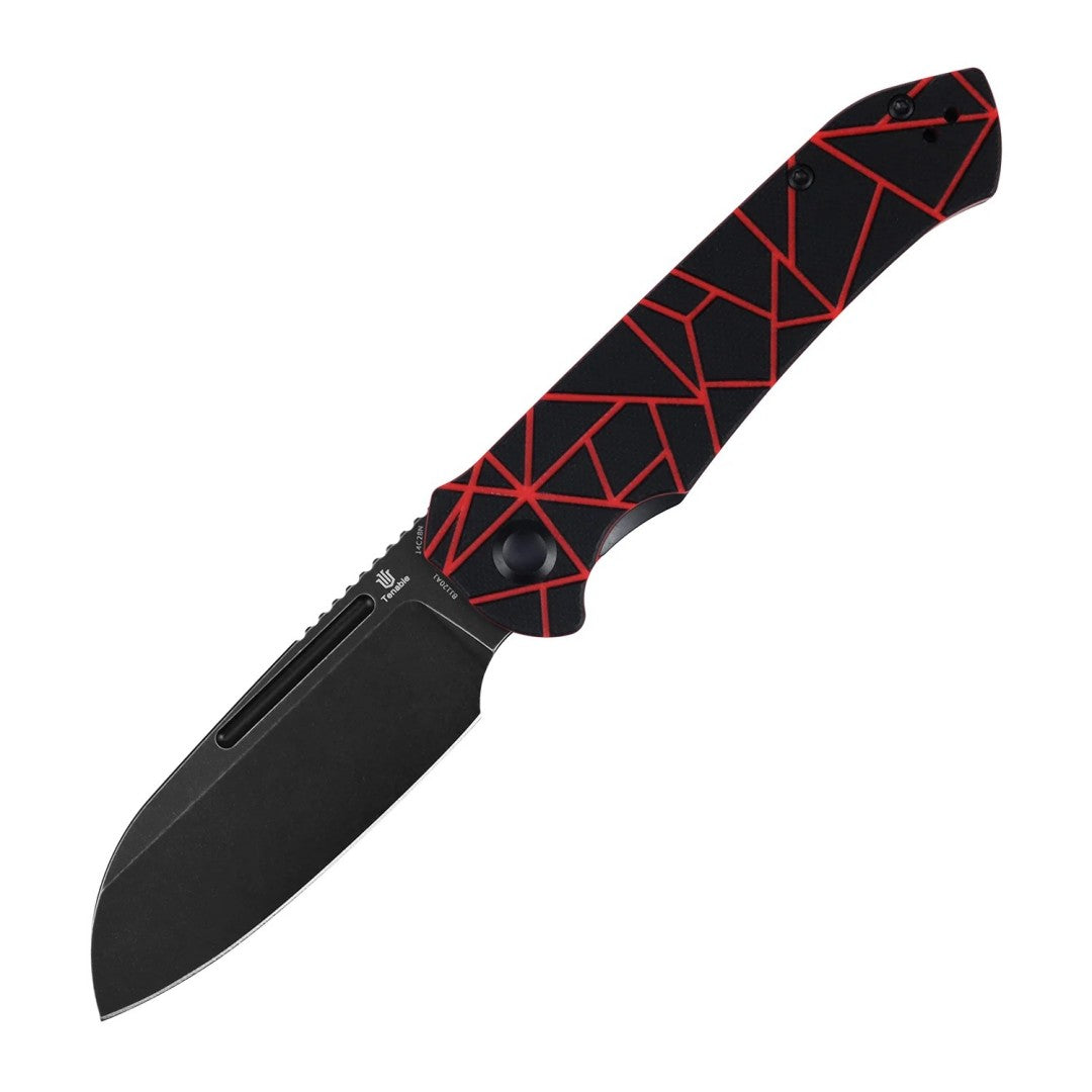 Tenable Rango B1120A1 Blackwash 14C28N Blade Black & Red G10 Handle Liner Lock Folding knife
