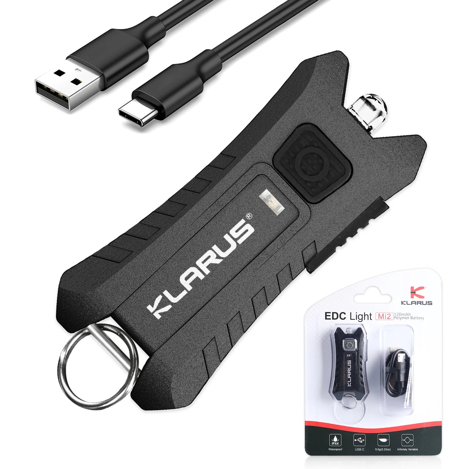 Klarus Mi2 40 Lumens EDC Flashlight Keychain Small Flashlight Black