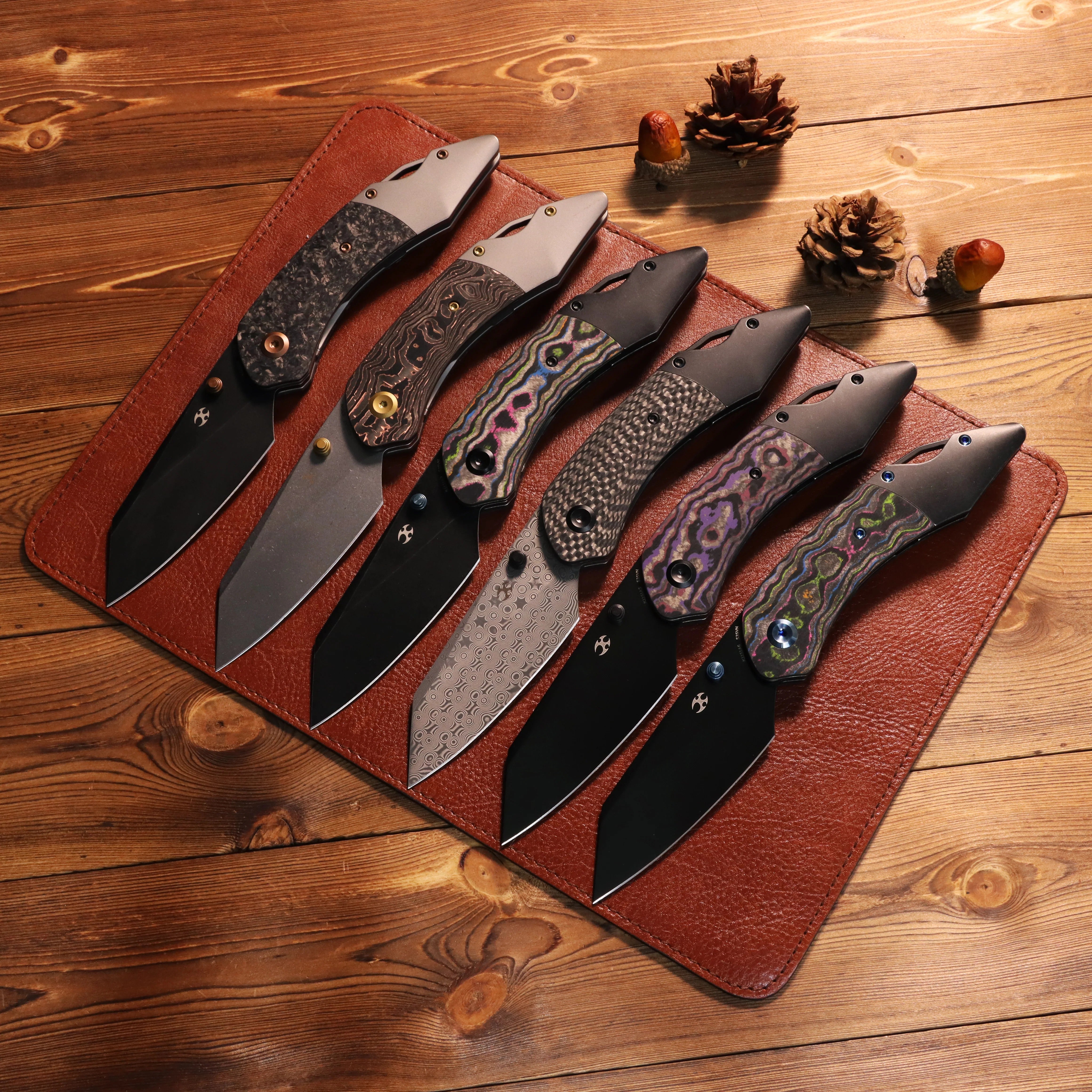 Kansept K9 K1151A3 CPM-S35VN Blade 80S Camo Carbon & Titanium Handle Bolster Liner Lock Folding Knife