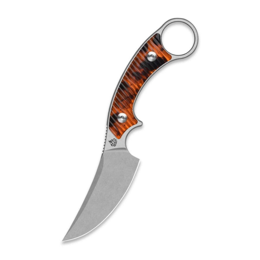 QSP Baby Viper QS178-C1 10Cr15MoV Blade Tortoise Resin Handle Fixed Blade Knife