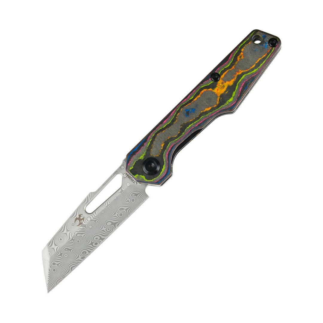 Kansept Lucero T2156A1 Damascus Blade 80S Camo Carbon Fiber Handle Liner Lock Folding Knife