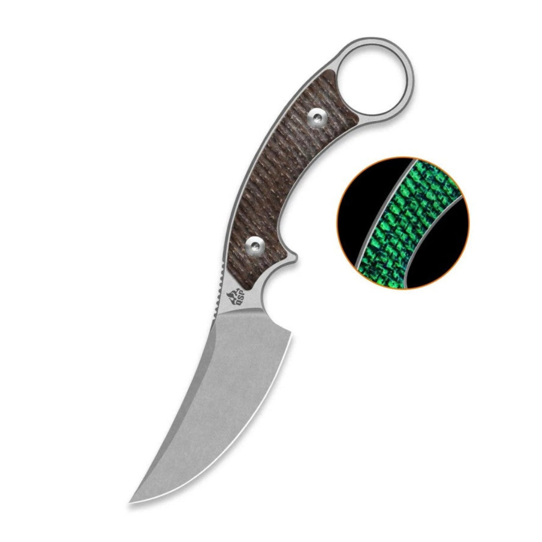 QSP Baby Viper QS178-B1 10Cr15MoV Blade Glow-in-the-Dark Micarta Handle Fixed Blade Knife