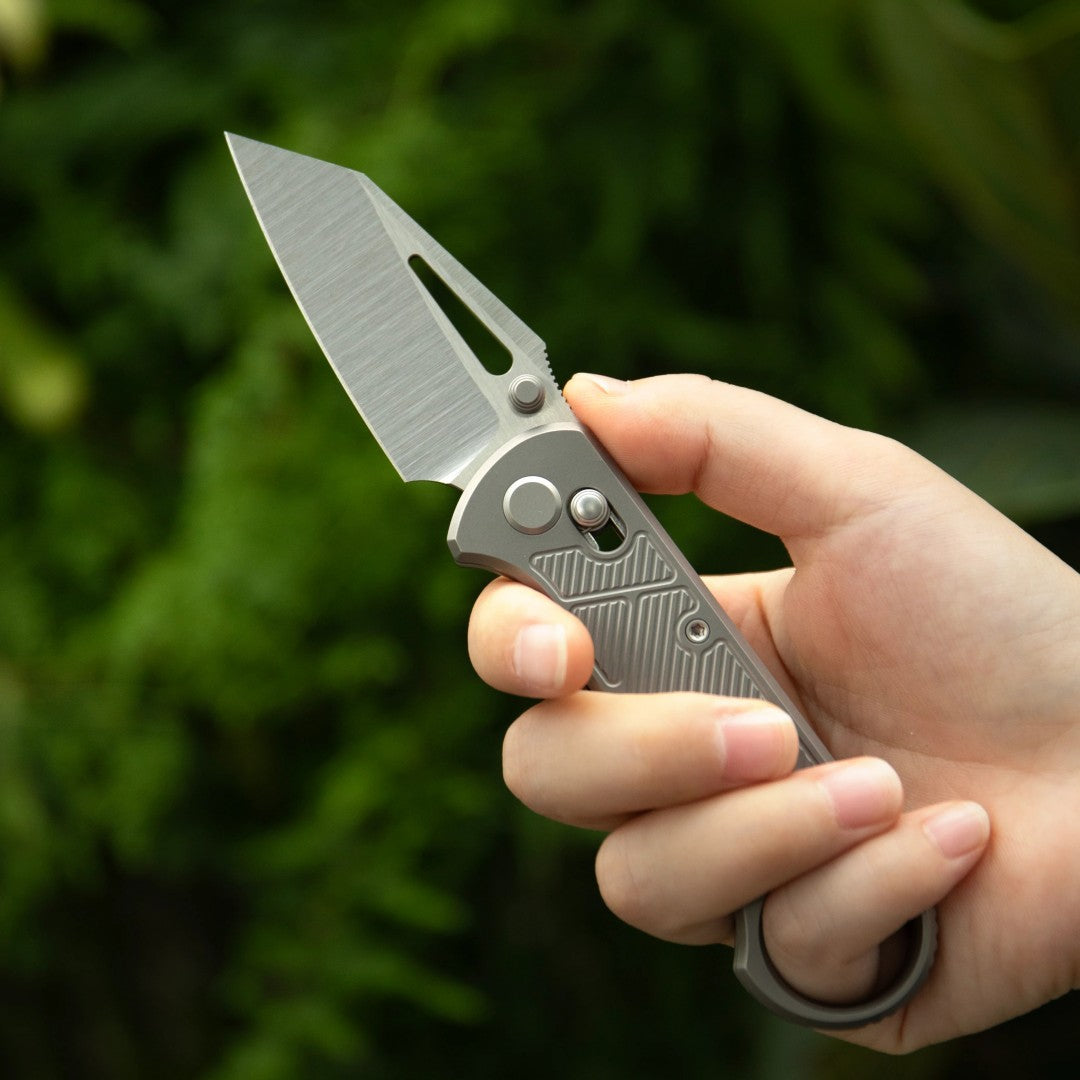 GEO Knife Aska GEO2511A M390 Blade Titanium Handle Crossbar Lock Folding Knife