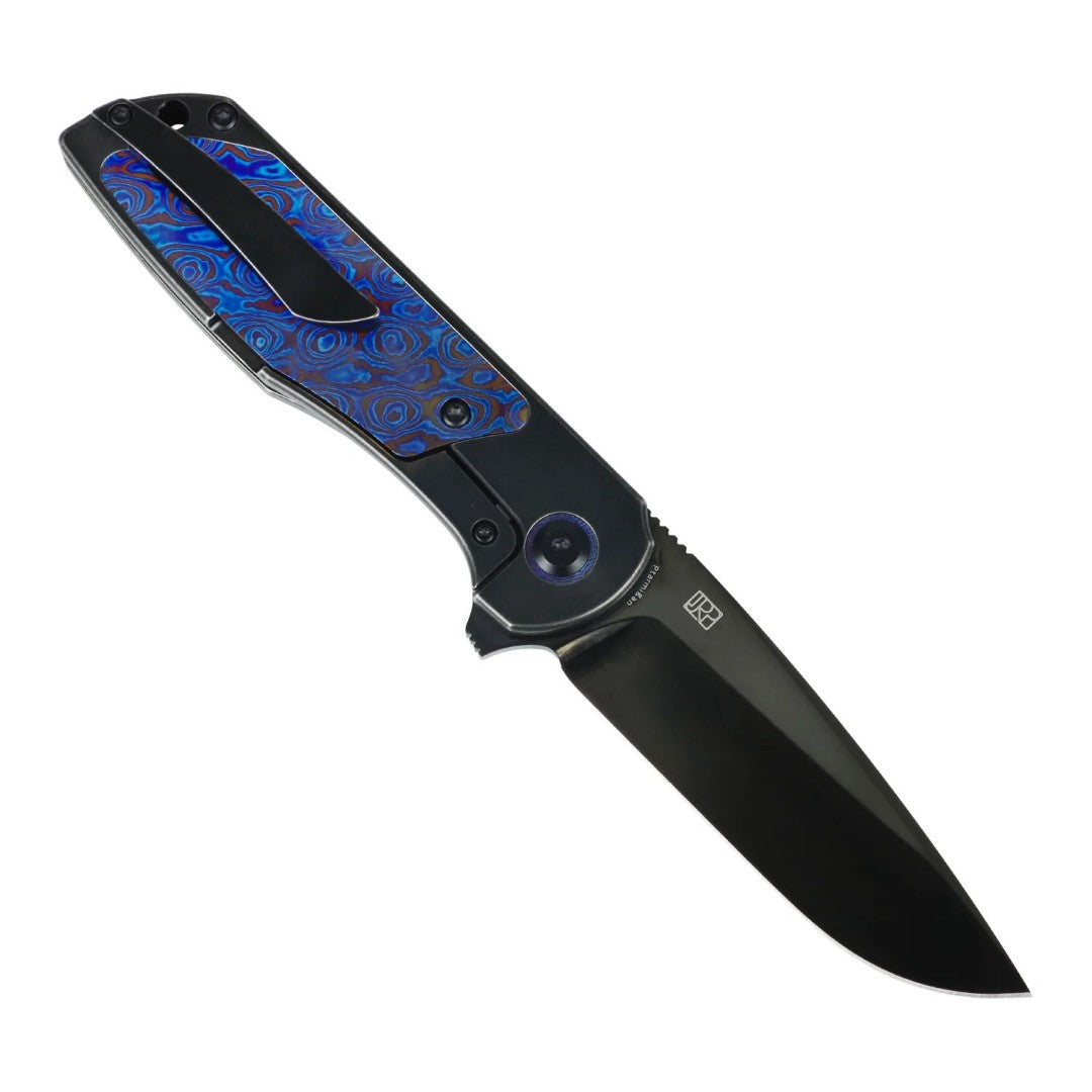 Kansept Ptarmigan K2055A1 Black Mirror DLC CPM-S35VN Blade Blackwash Titanium & Timascus Handle Frame Lock Folding Knife