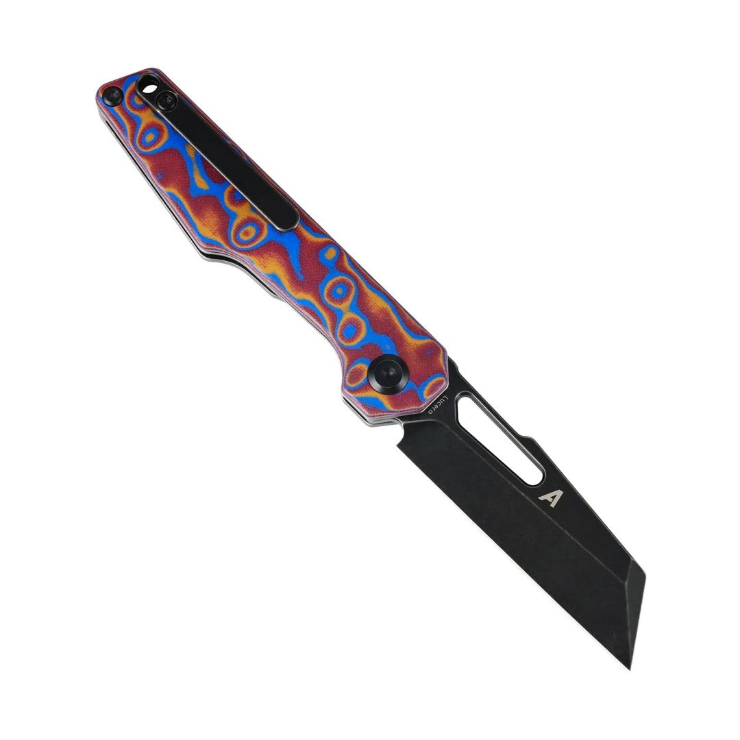 Kansept Lucero T2156A2 154CM Blade Blue & Red Vortex Micarta Handle Liner Lock Folding Knife