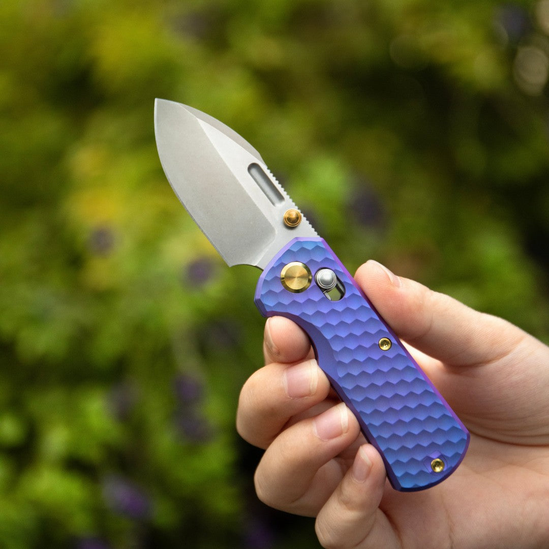 GEO Knife Belluf GEO2508J M390 Blade Titanium Handle Crossbar Lock Folding Knife