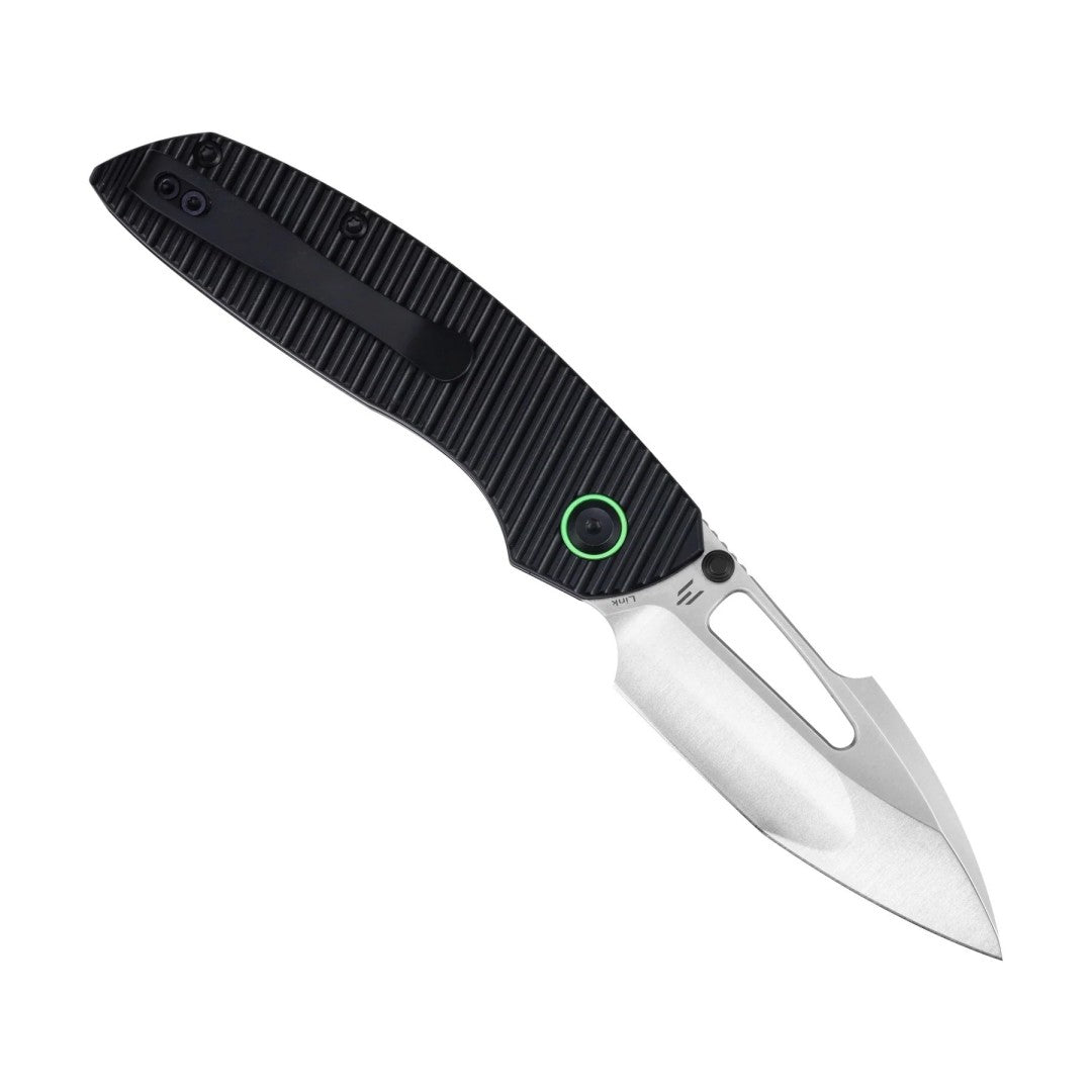 Kansept Link T1068H1 Satin 14C28N Blade Black Aluminum Handle Top Liner Lock Folding Knife