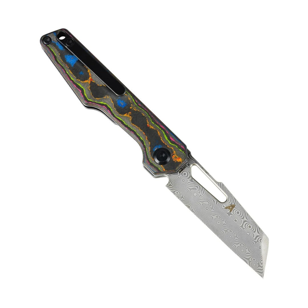 Kansept Lucero T2156A1 Damascus Blade 80S Camo Carbon Fiber Handle Liner Lock Folding Knife