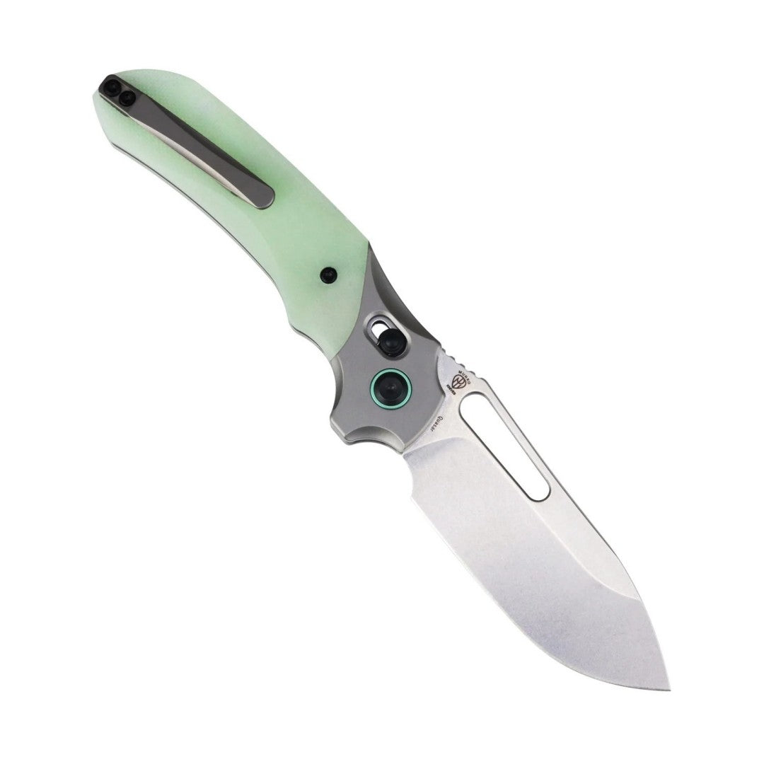 Kansept Quasar T1099V5 154CM Blade Glow-in-the-Dark Green G10 Handle Crossbar Lock Folding Knife