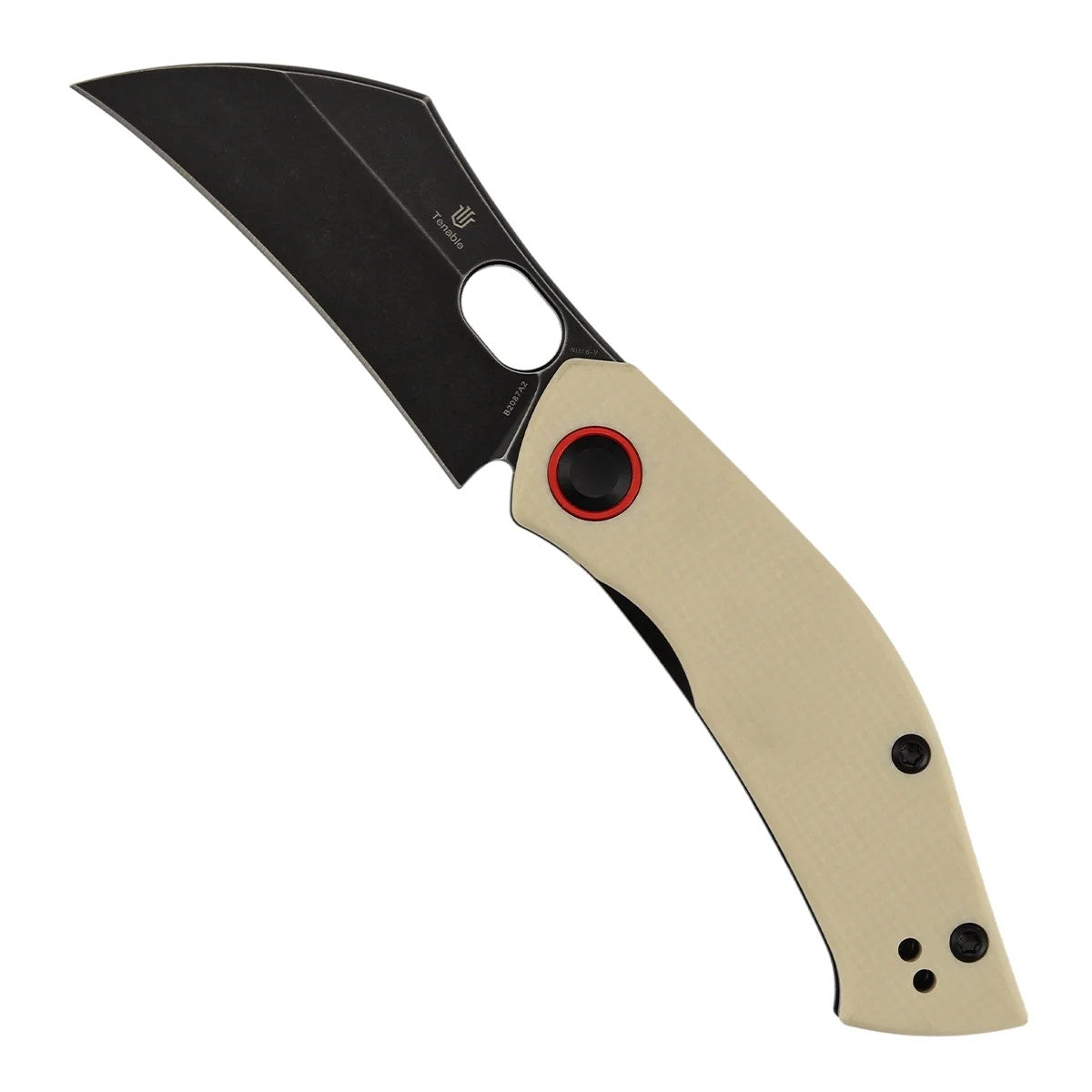 Tenable Osprey B2087A2 Blackwash Nitro-V Blade Ivory White G10 Handle Liner Lock Folding Knife