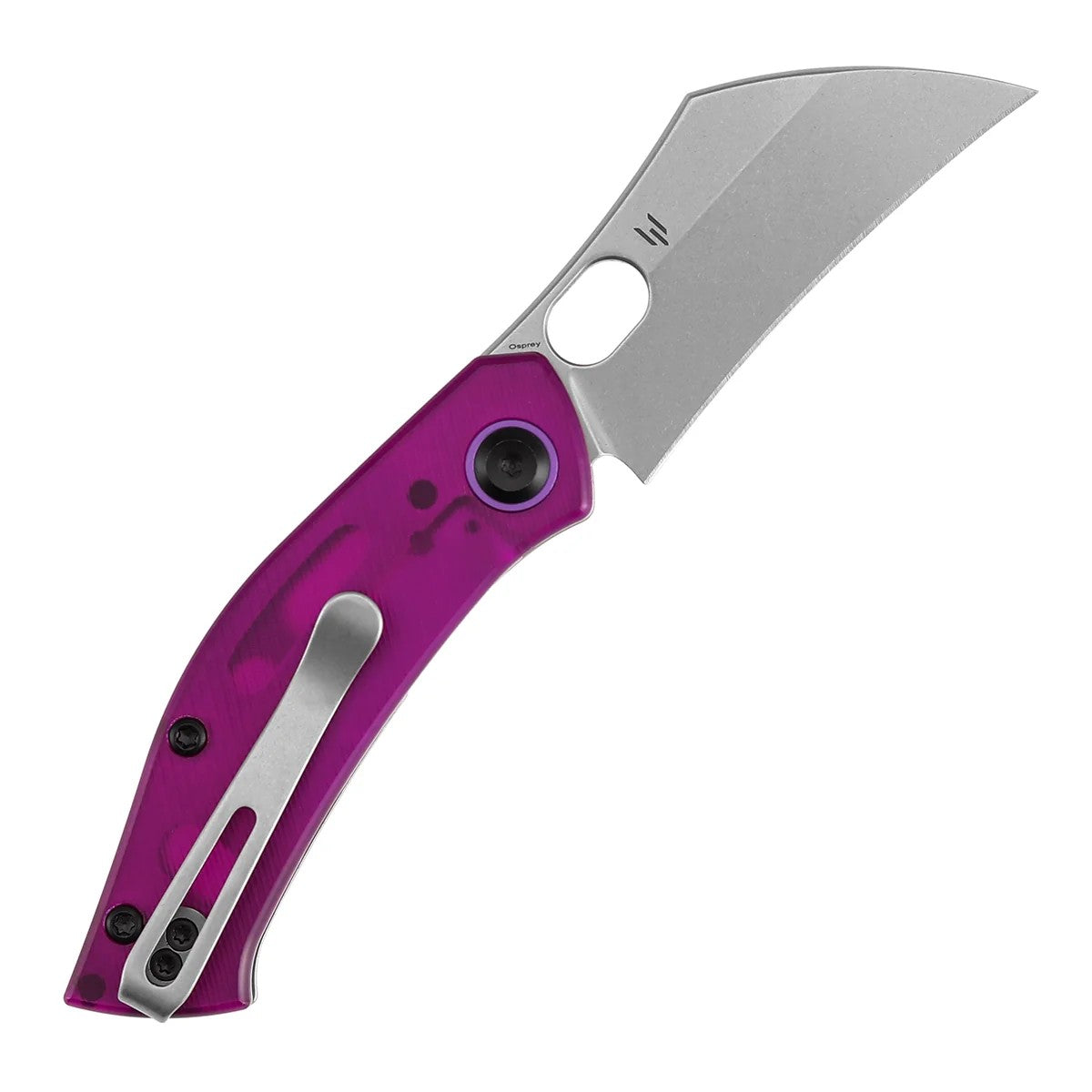 Tenable Osprey B2087A1 Stonewashed Nitro-V Blade Purple PC Handle Liner Lock Folding Knife