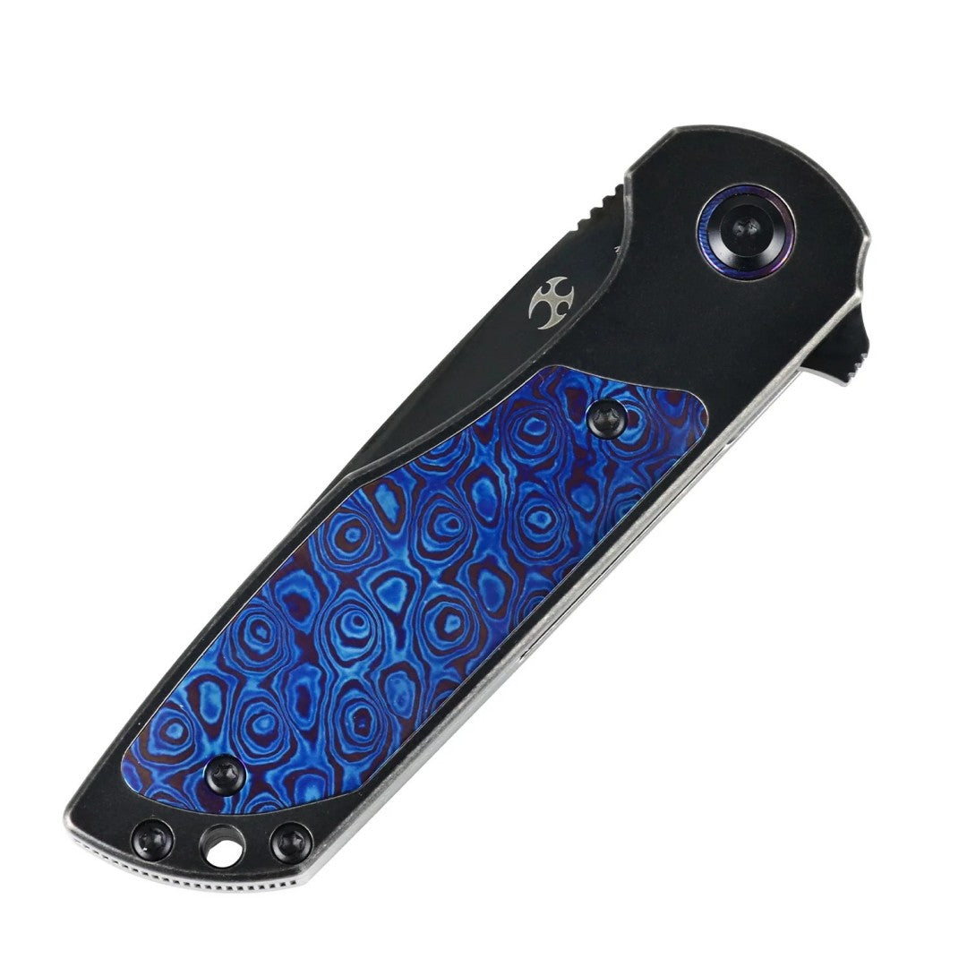 Kansept Ptarmigan K2055A1 Black Mirror DLC CPM-S35VN Blade Blackwash Titanium & Timascus Handle Frame Lock Folding Knife