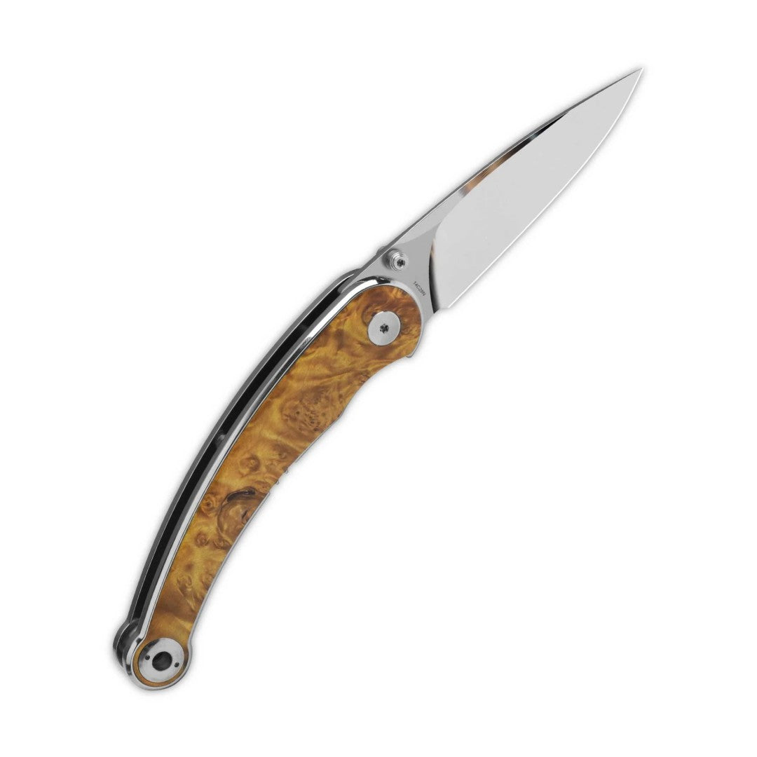 QSP Dolphin QS161-B 14C28N Blade Stabilized Wood Handle Liner Lock Folding Knife