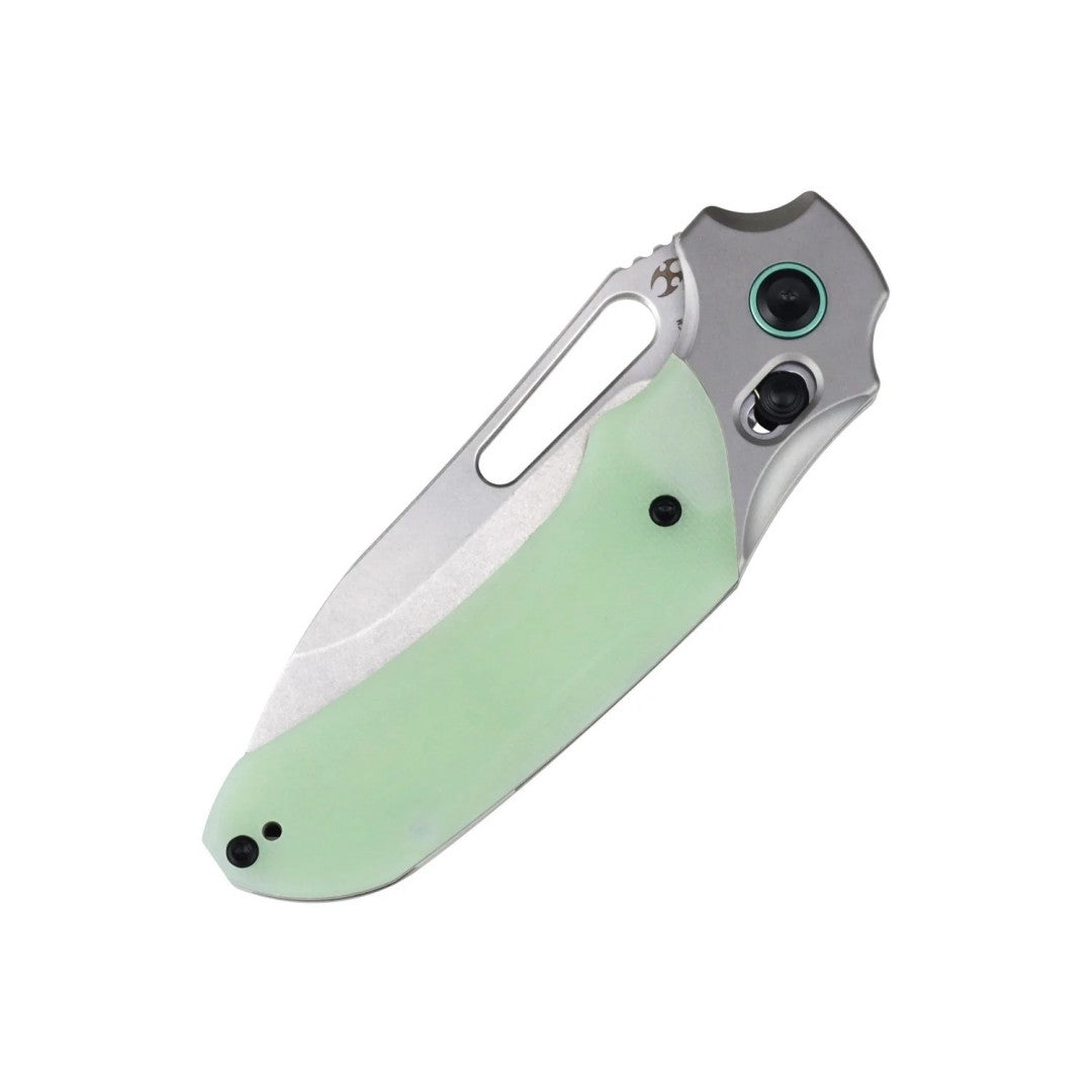 Kansept Quasar T1099V5 154CM Blade Glow-in-the-Dark Green G10 Handle Crossbar Lock Folding Knife