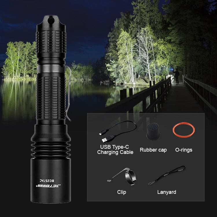 Jetbeam BC25TAC Outdoor Tactical Flashlight 1100 Lumens USB Waterproof LED Torch