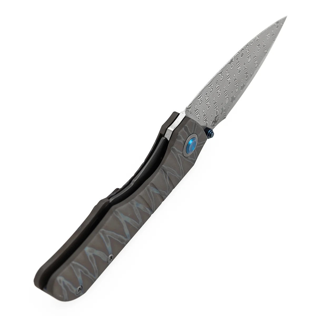 Kansept Mini Lanza K1116A4 Damascus Blade Titanium Handle Nested Liner Lock Folding Knife