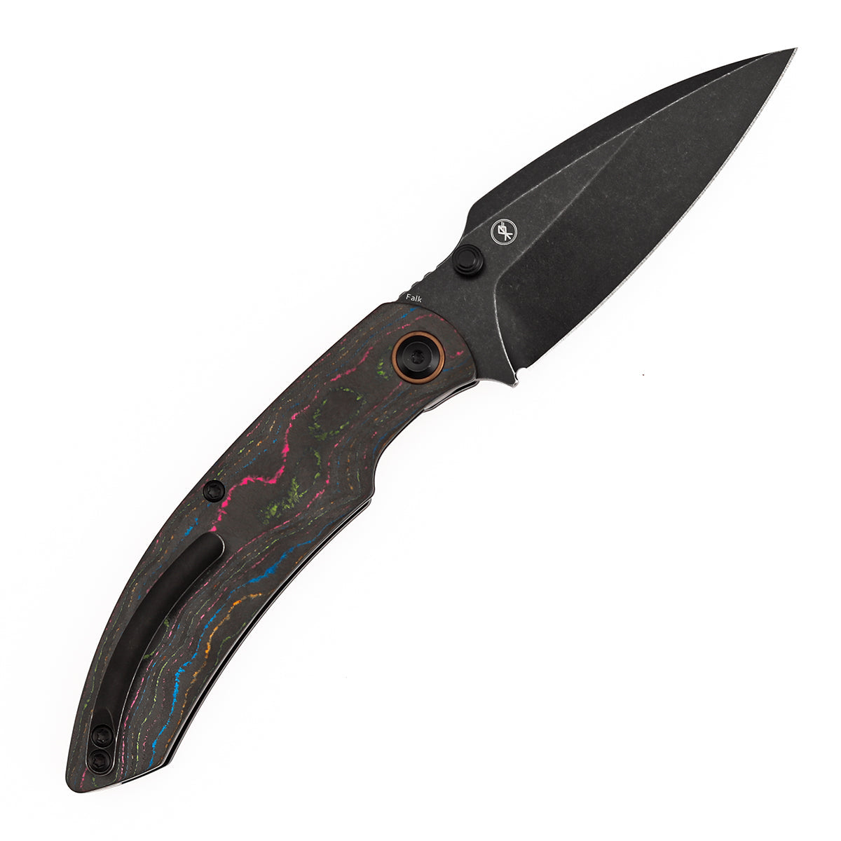 Kansept Falk K1142A2 Elmax Blade 80S Camo Carbon Fiber Handle Liner Lock Folding Knife