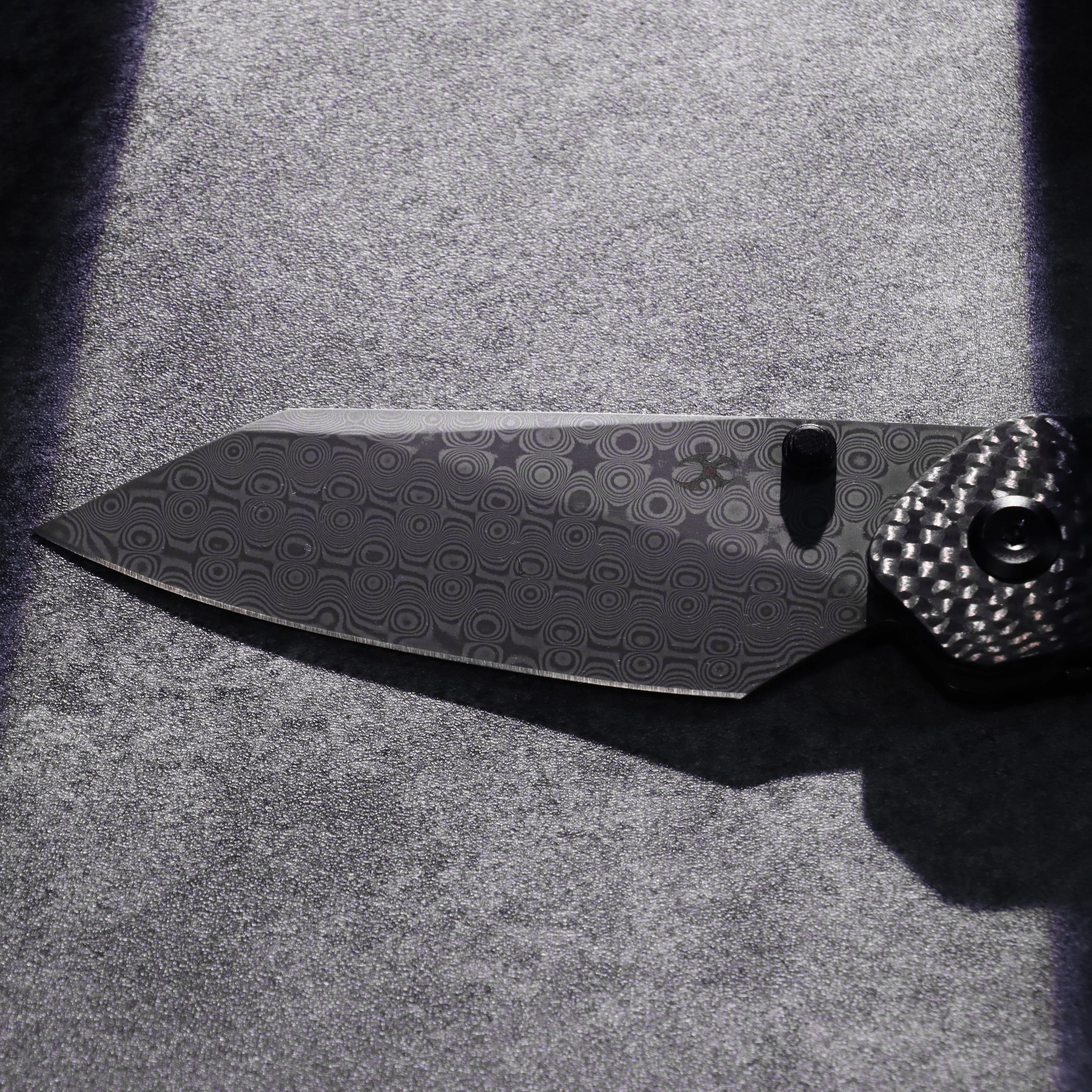 Kansept K9 K1151A4 Damascus Blade Carbon Fiber/G10 & Titanium Handle Bolster Liner Lock Folding Knife