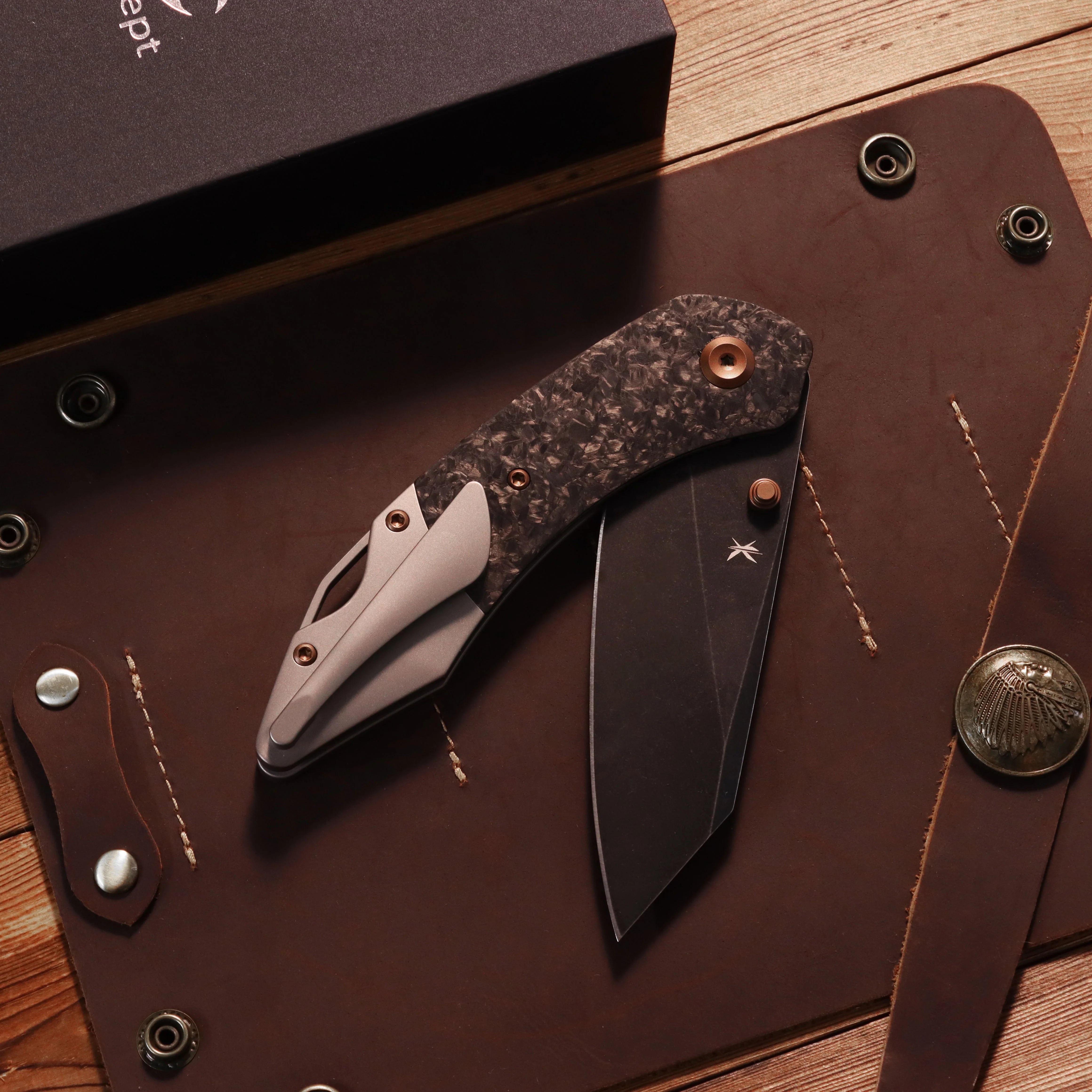 Kansept K9 K1151A1 CPM-S35VN Blade Carbon Fiber & Titanium Handle Bolster Liner Lock Folding Knife