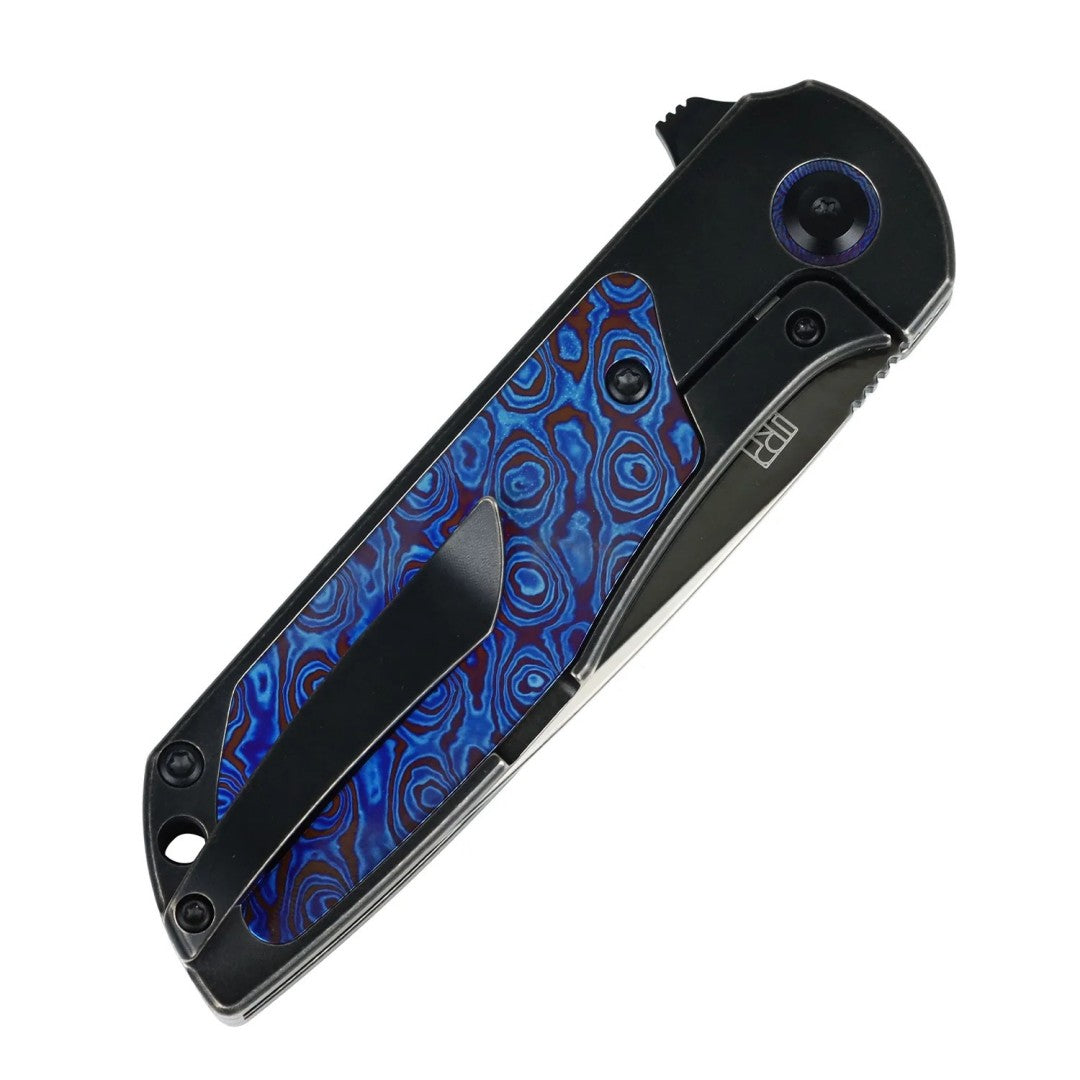 Kansept Ptarmigan K2055A1 Black Mirror DLC CPM-S35VN Blade Blackwash Titanium & Timascus Handle Frame Lock Folding Knife