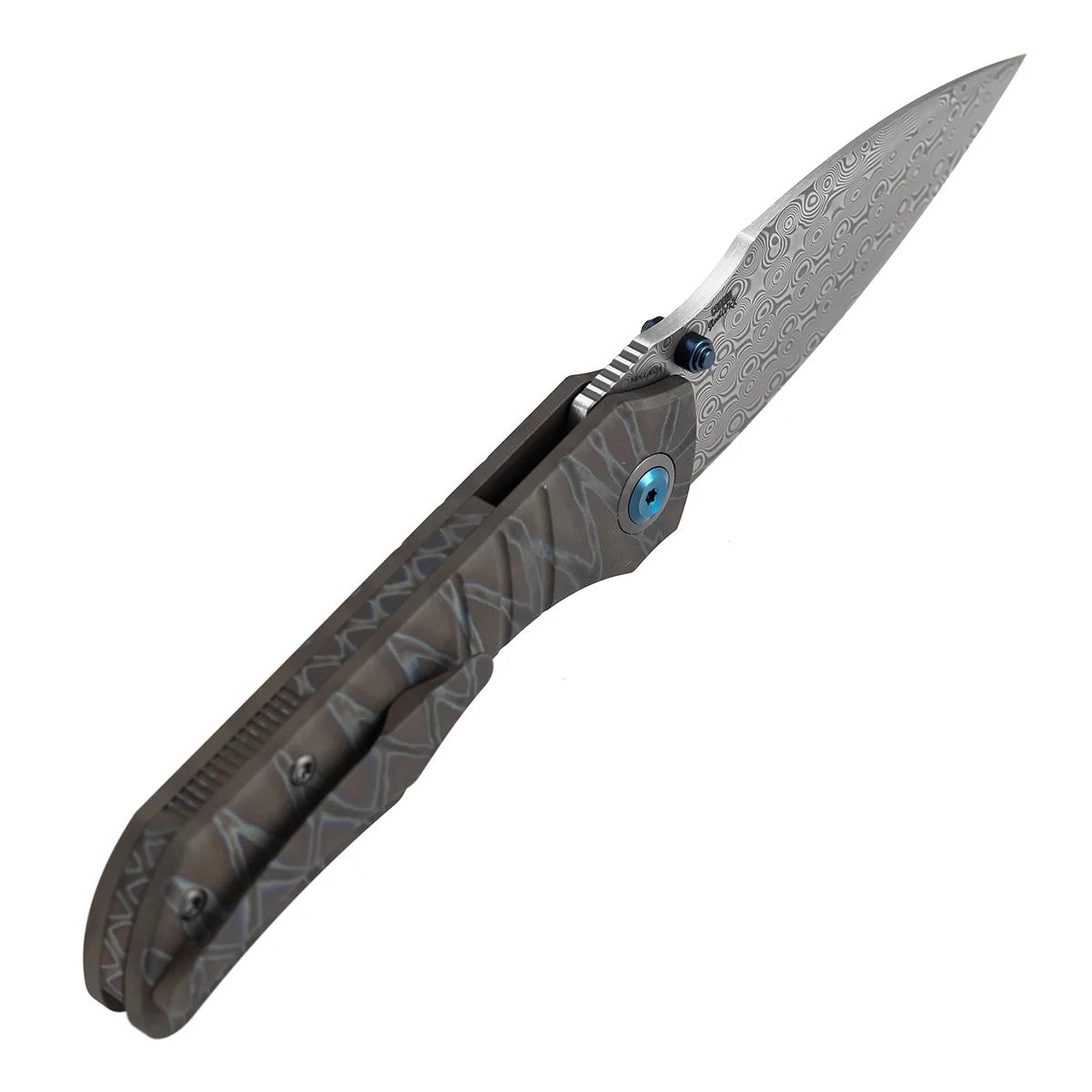 Kansept Mini Lanza K1116A4 Damascus Blade Titanium Handle Nested Liner Lock Folding Knife