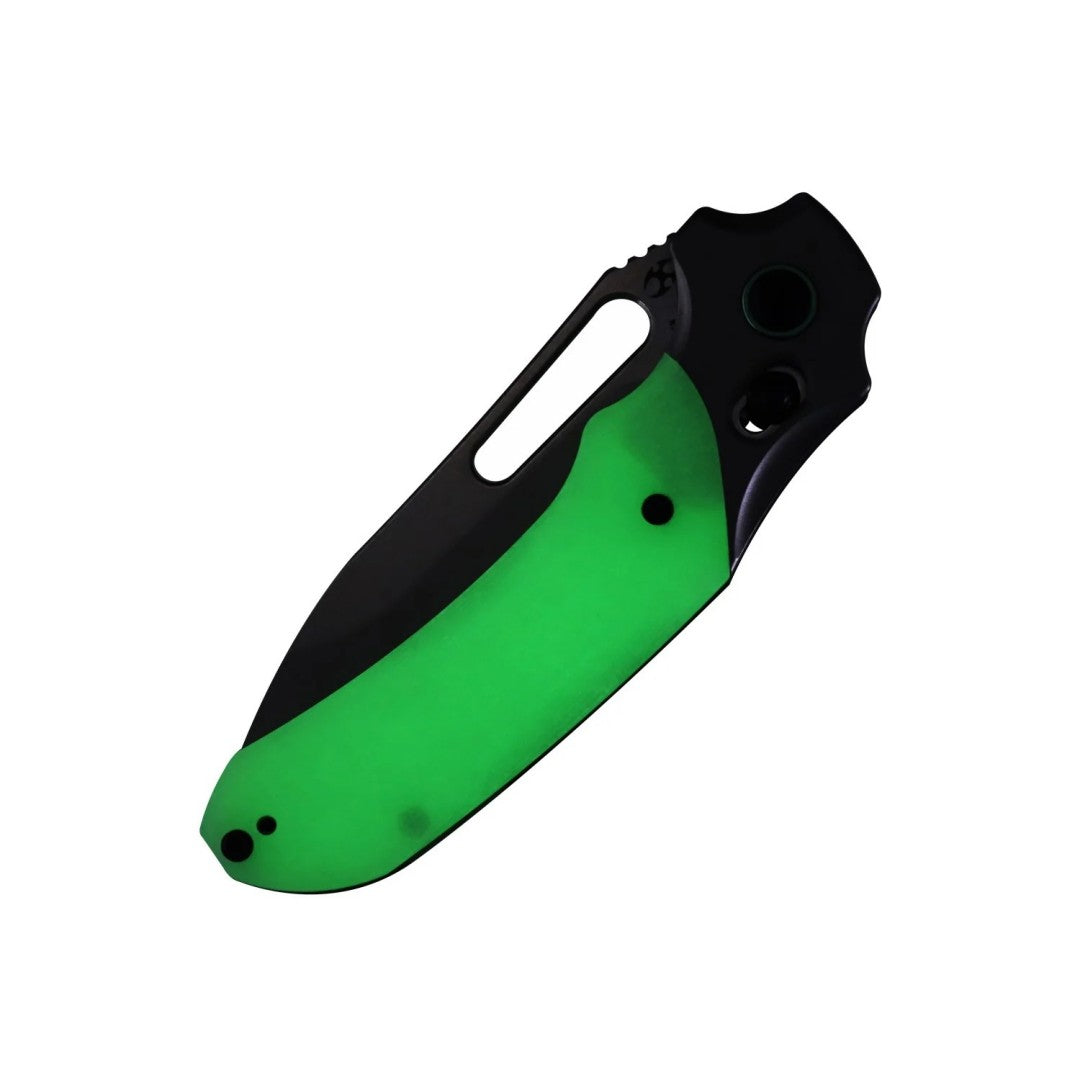 Kansept Quasar T1099V5 154CM Blade Glow-in-the-Dark Green G10 Handle Crossbar Lock Folding Knife