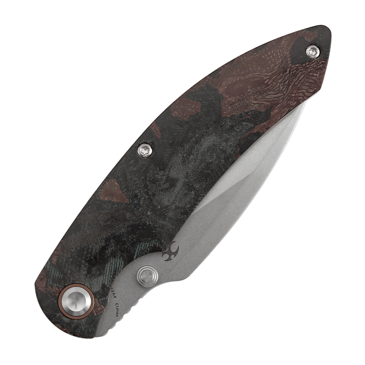 Kansept Falk K1142A4 Elmax Blade Green Rag Burl Canvas Micarta Handle Liner Lock Folding Knife