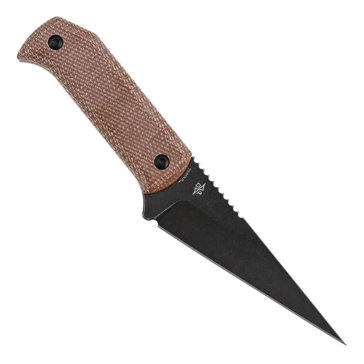 Tenable ToothPik G020A2 Blackwash 14C28N Blade Brown Micarta Handle Fixed Blade Knife