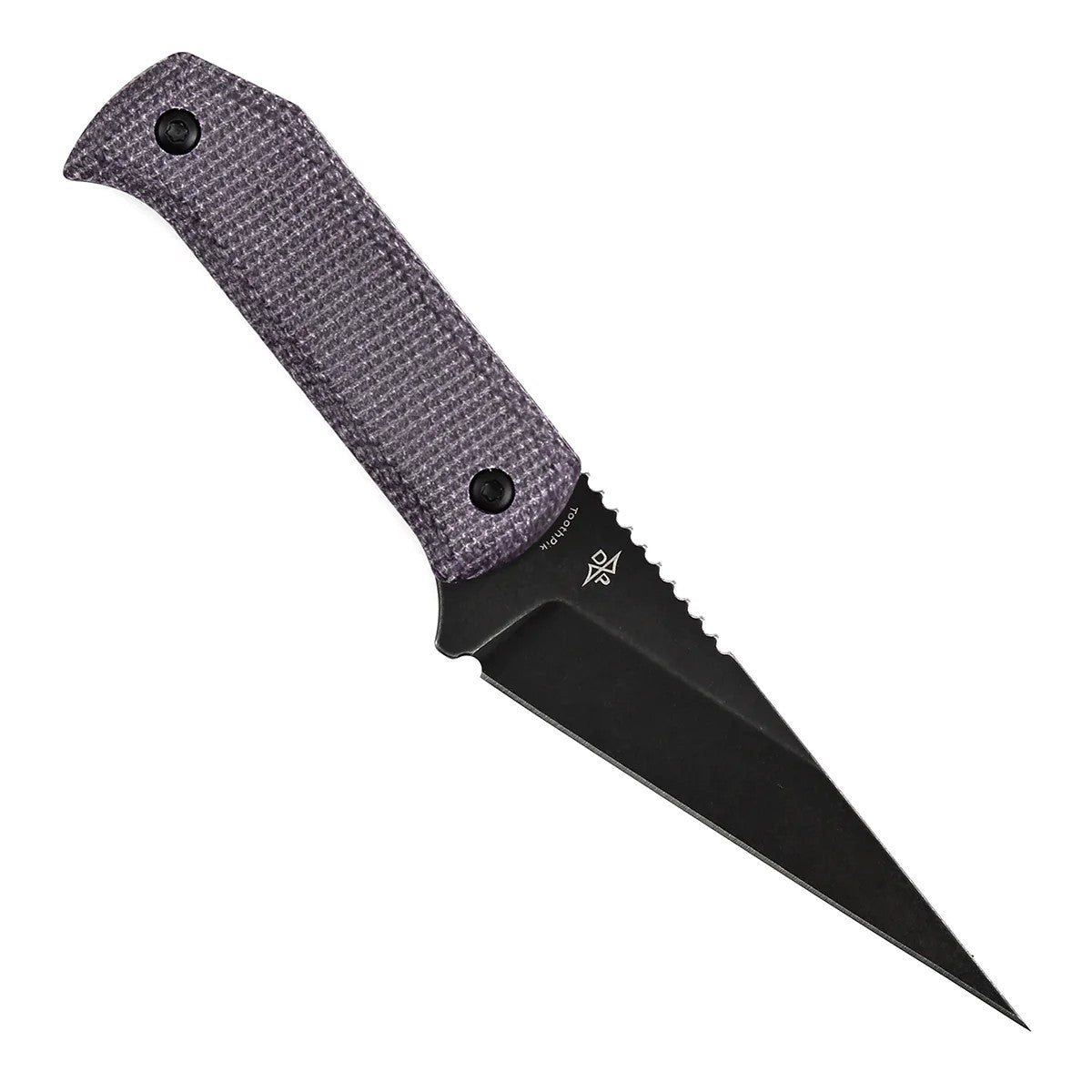 Tenable ToothPik G020A1 Blackwash 14C28N Blade Purple Micarta Handle Fixed Blade Knife