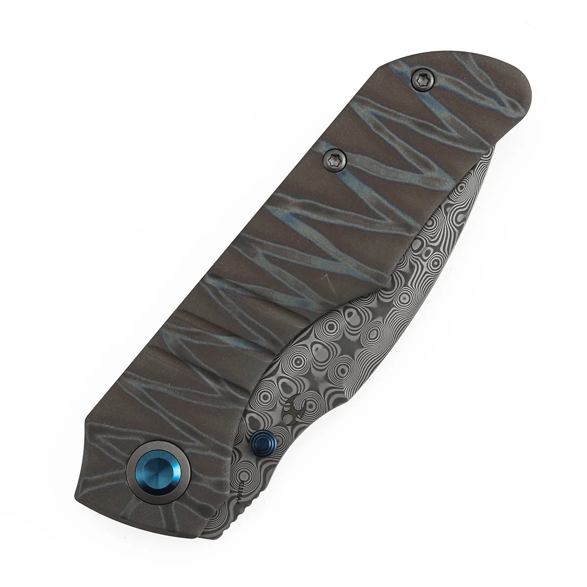 Kansept Mini Lanza K1116A4 Damascus Blade Titanium Handle Nested Liner Lock Folding Knife