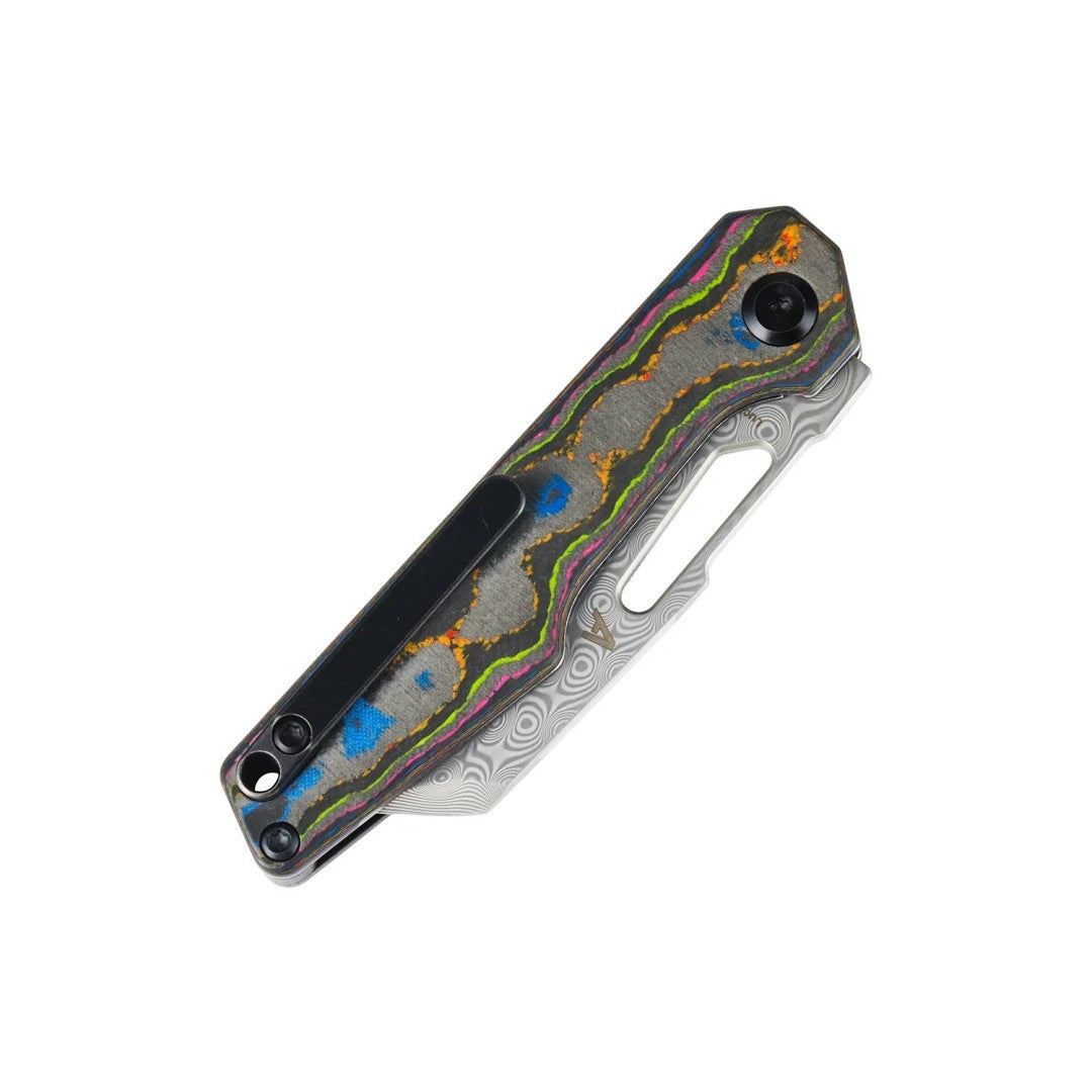 Kansept Lucero T2156A1 Damascus Blade 80S Camo Carbon Fiber Handle Liner Lock Folding Knife