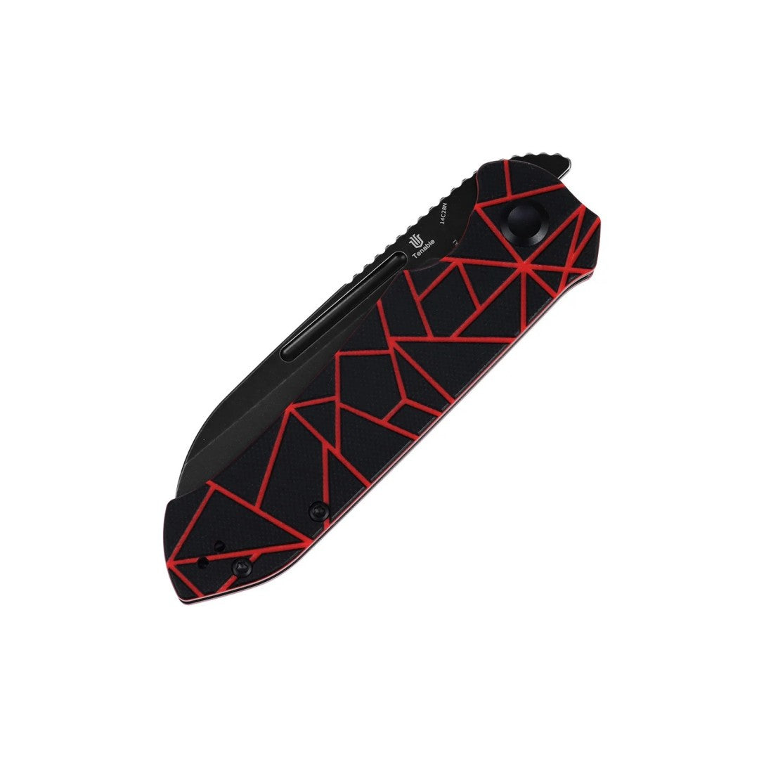 Tenable Rango B1120A1 Blackwash 14C28N Blade Black & Red G10 Handle Liner Lock Folding knife