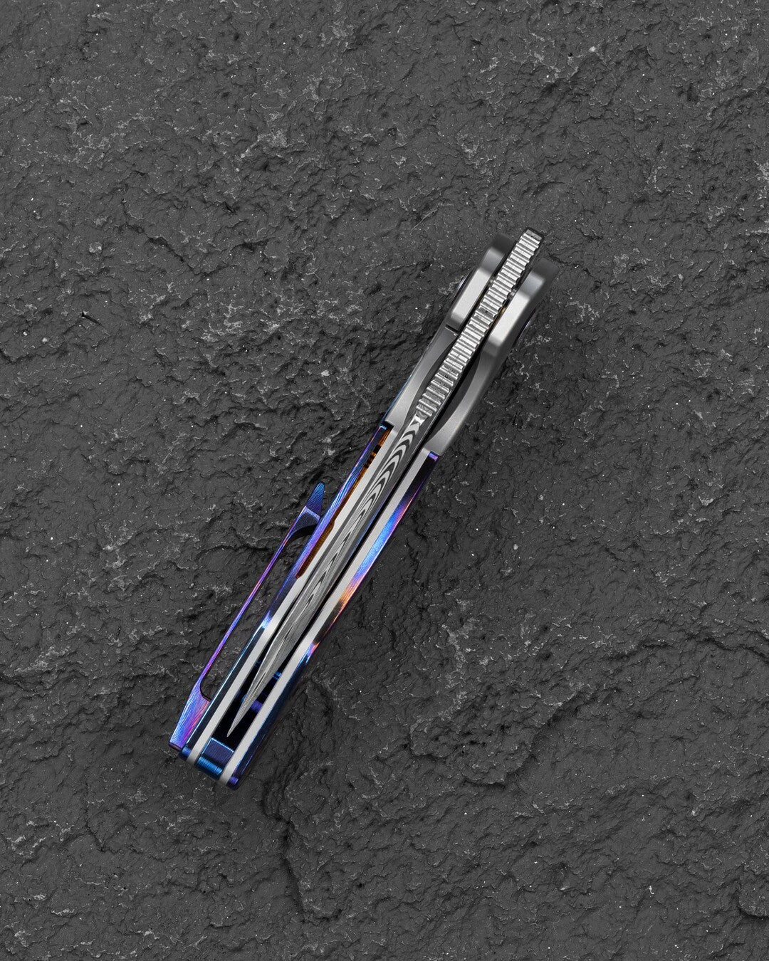 Bestech Dactyl BT2608G Damasteel Blade Titanium with Timascus Handle Bolster Frame Lock Folding Knife