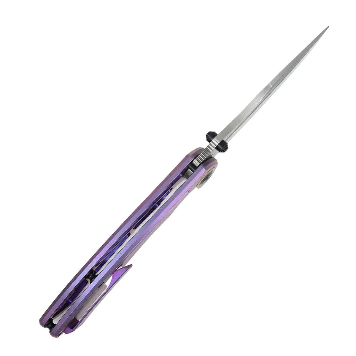 Kansept Pretatout K1032D5 Damascus Blade Purple Titanium Handle Frame Lock Folding Knife