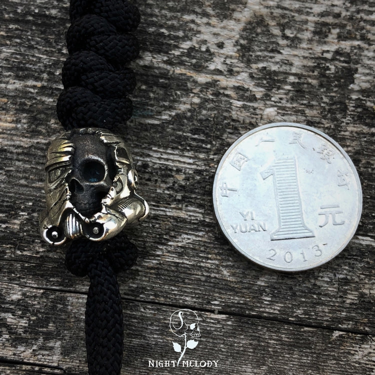 Night Melody 925 Silver Handmade Lanyard Beads EDC Knife Pendant Skeleton Accessory Storm Soldier