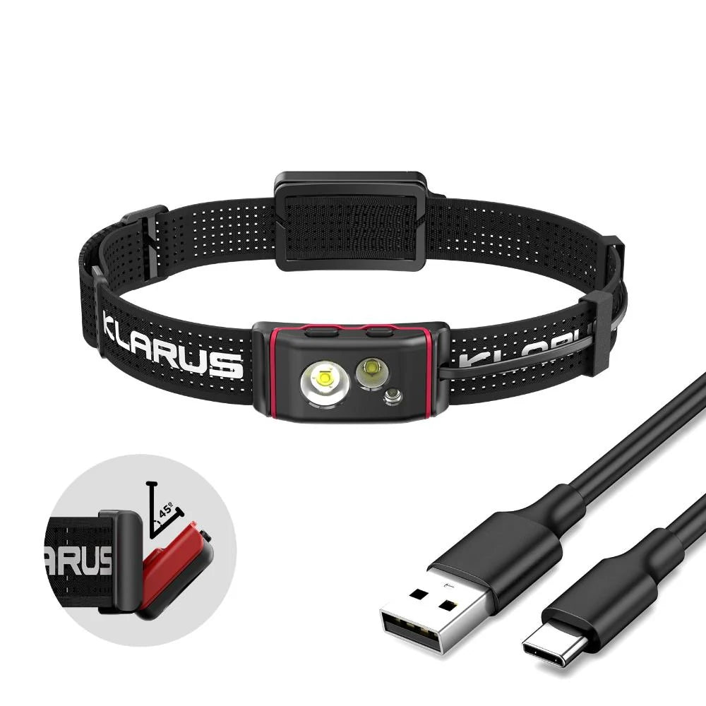 Klarus HM5-V1 800 Lumens Lightweight Triple-light High Output 1200mAh Headlamp For Night Running