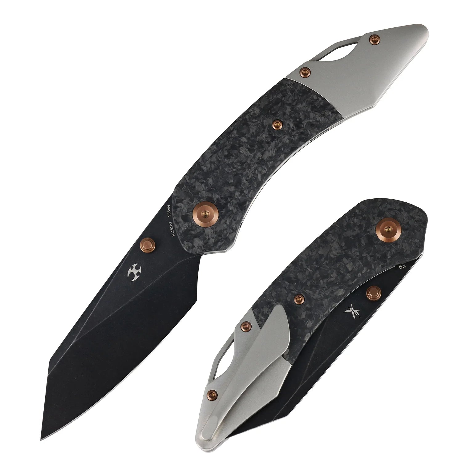Kansept K9 K1151A1 CPM-S35VN Blade Carbon Fiber & Titanium Handle Bolster Liner Lock Folding Knife