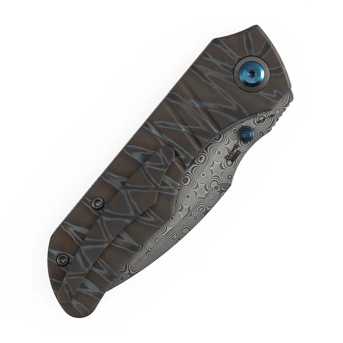 Kansept Mini Lanza K1116A4 Damascus Blade Titanium Handle Nested Liner Lock Folding Knife