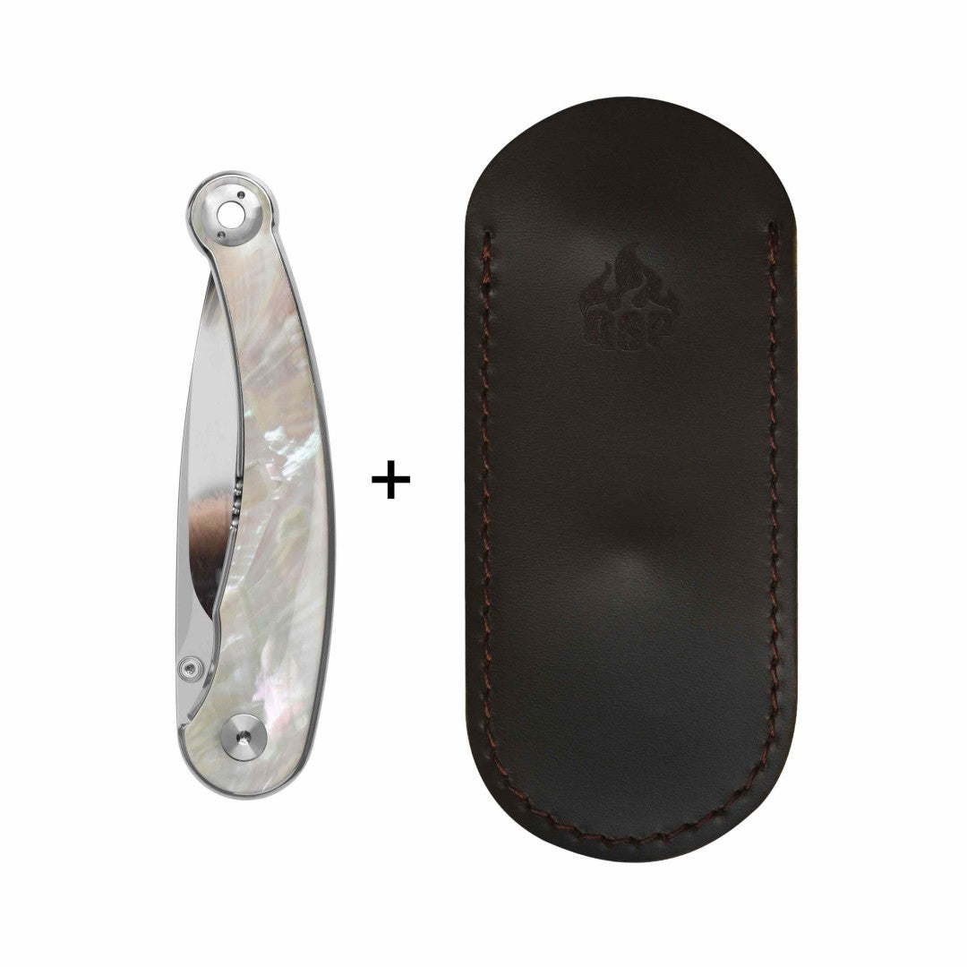 QSP Dolphin QS161-C 14C28N Blade White Pearl Shell Handle Liner Lock Folding Knife