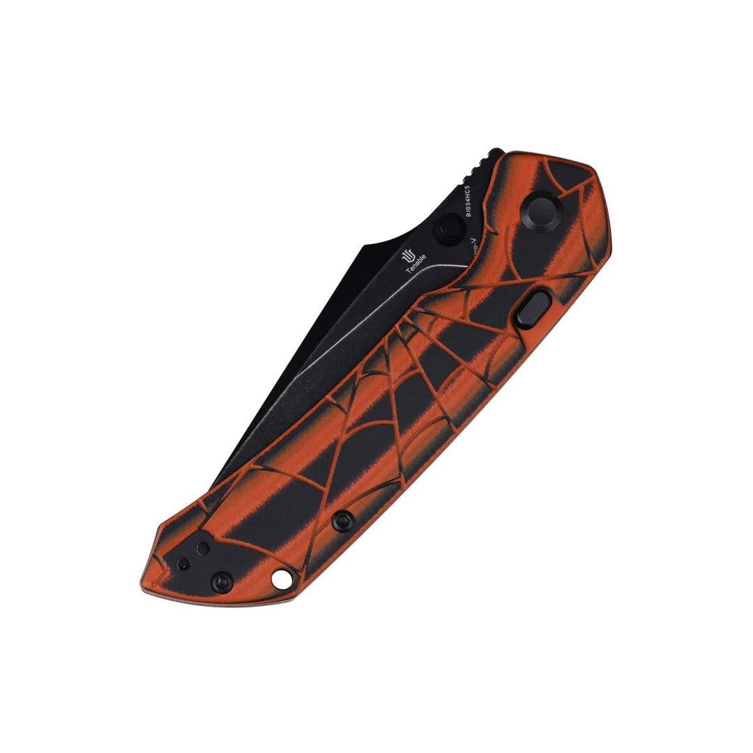Tenable Fenrir B1034HC5 Blackwash Nitro-V Blade Orange & Black G10 Handle Top Liner Lock Folding Knife