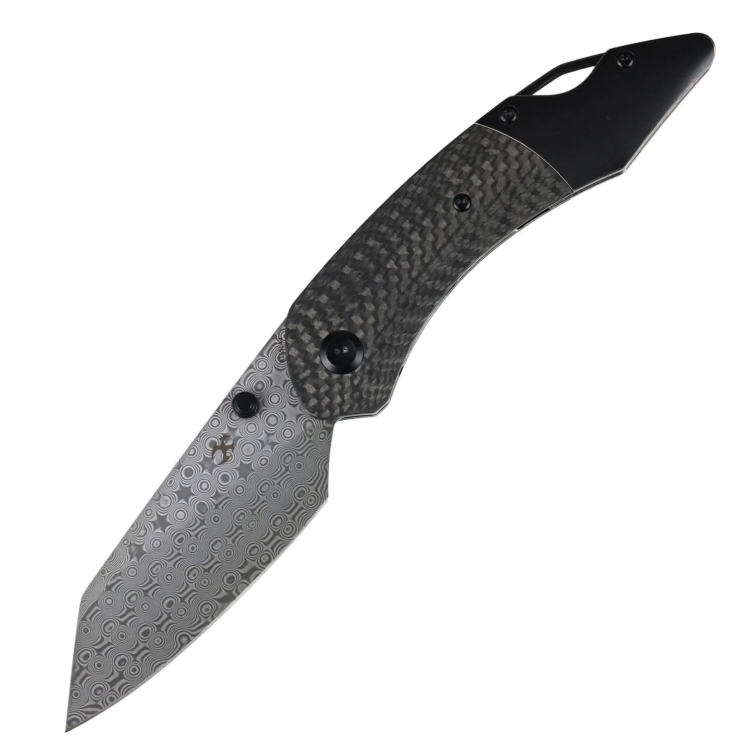 Kansept K9 K1151A4 Damascus Blade Carbon Fiber/G10 & Titanium Handle Bolster Liner Lock Folding Knife